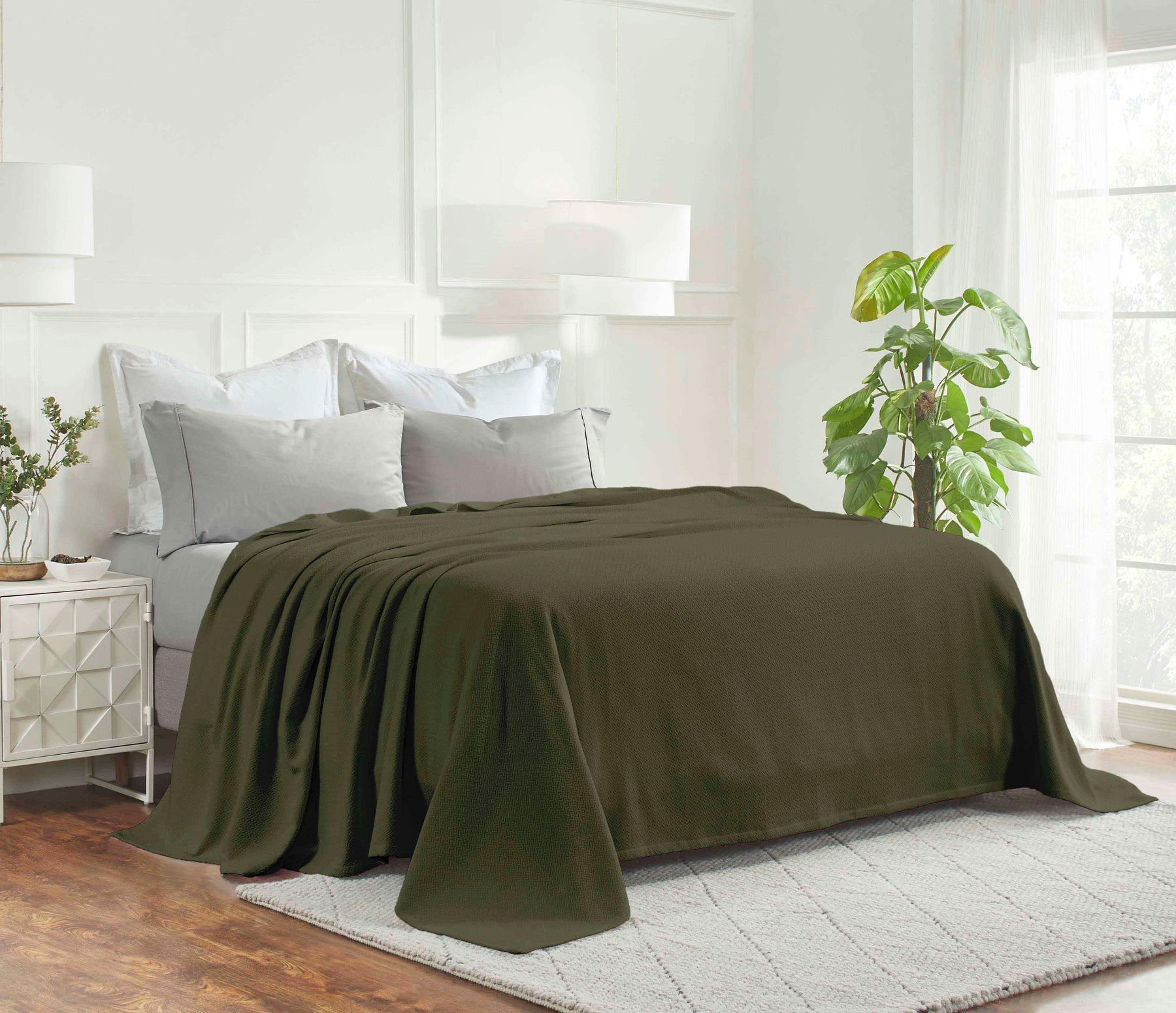 Nobel Cotton Textured Jacquard Chevron Lightweight Woven Blanket