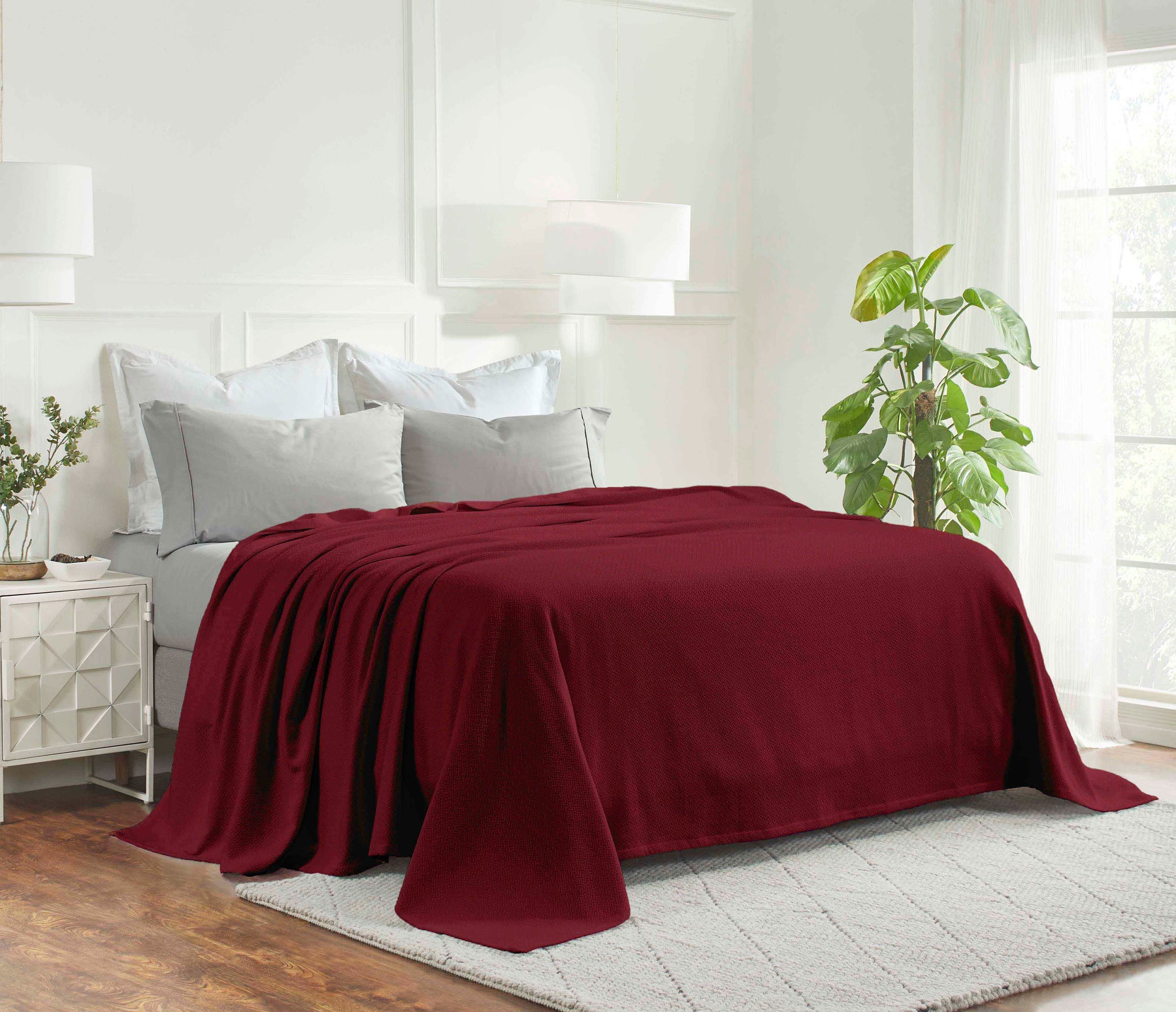 Nobel Cotton Textured Jacquard Chevron Lightweight Woven Blanket