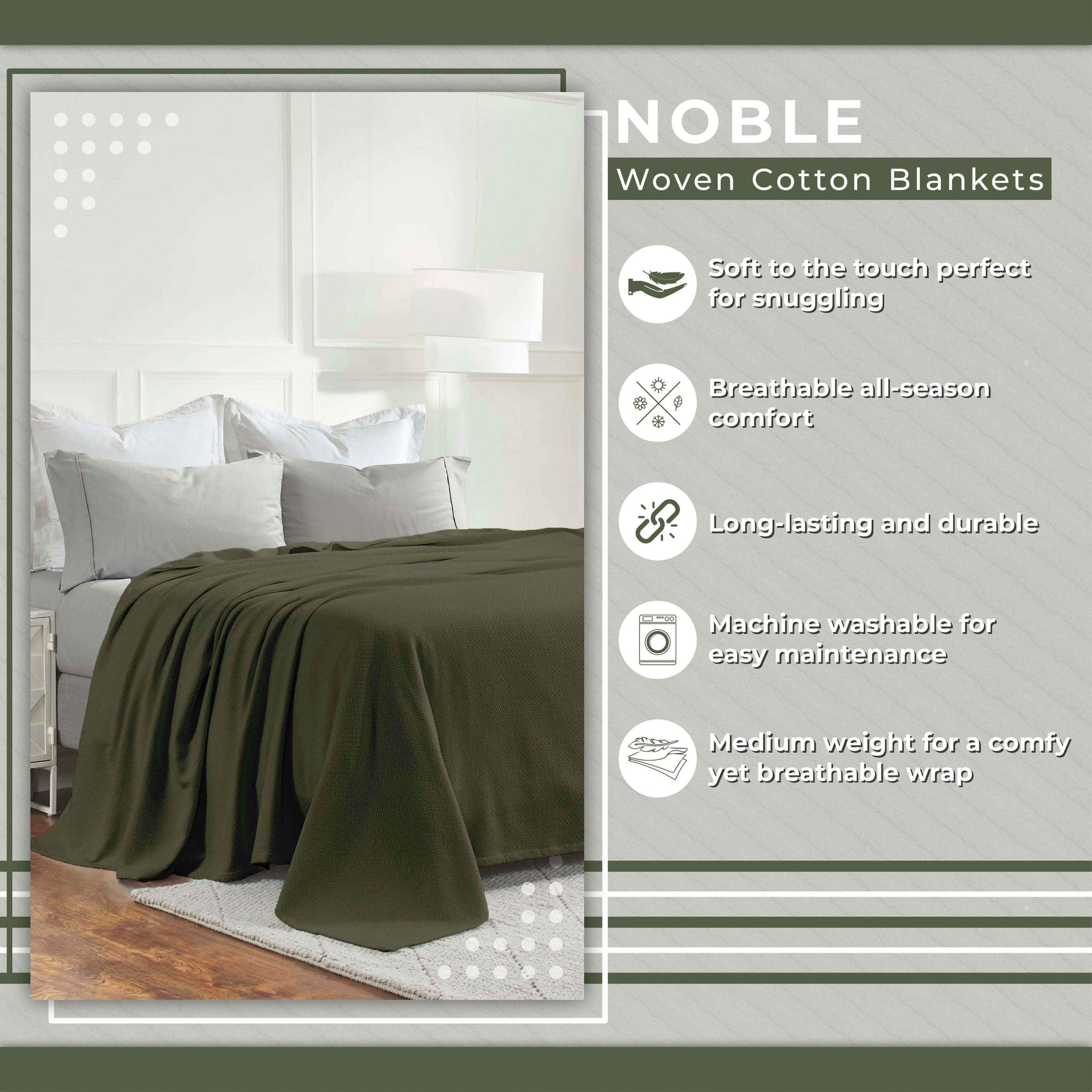 Nobel Cotton Textured Jacquard Chevron Lightweight Woven Blanket