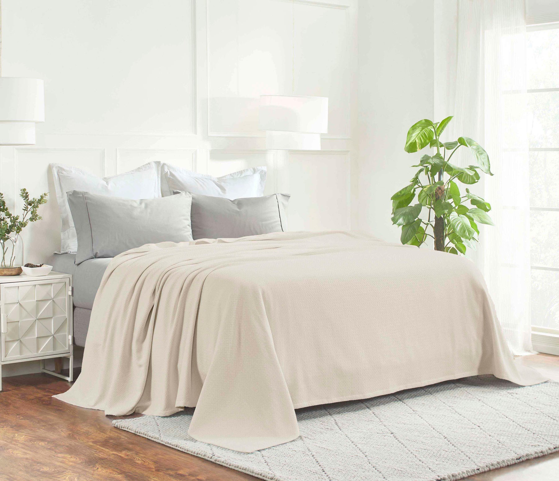 Nobel Cotton Textured Jacquard Chevron Lightweight Woven Blanket