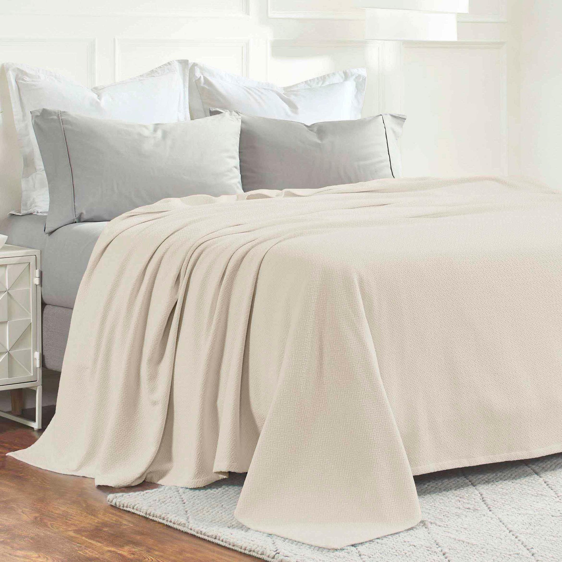 Nobel Cotton Textured Jacquard Chevron Lightweight Woven Blanket