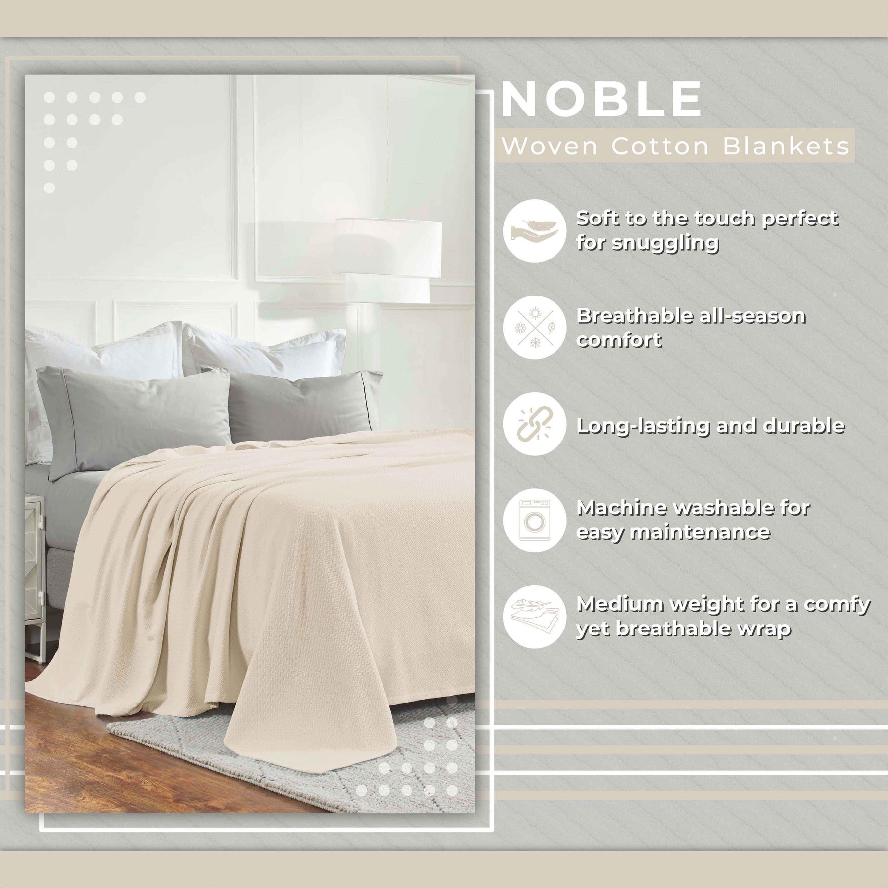 Nobel Cotton Textured Jacquard Chevron Lightweight Woven Blanket