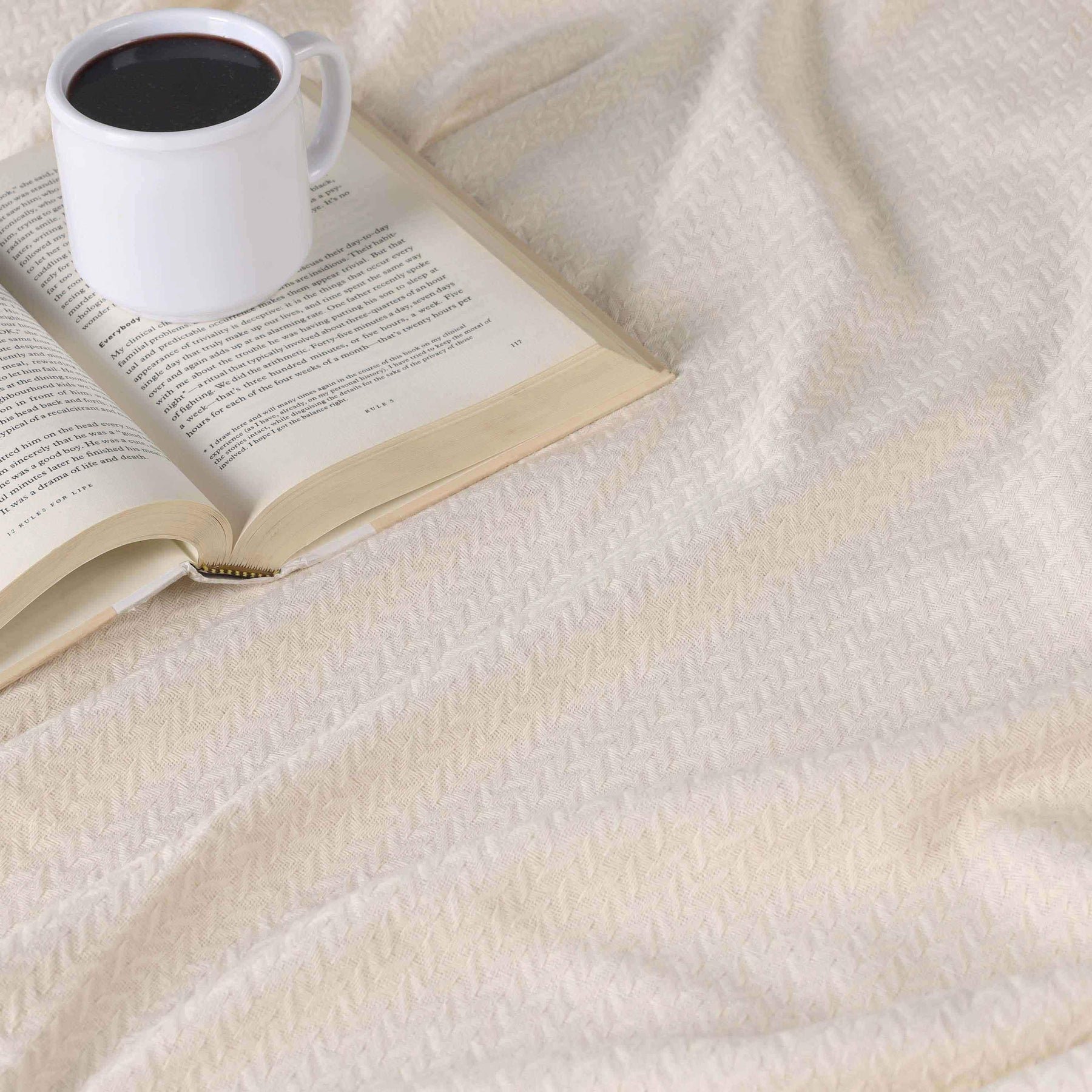 Nobel Cotton Textured Jacquard Chevron Lightweight Woven Blanket