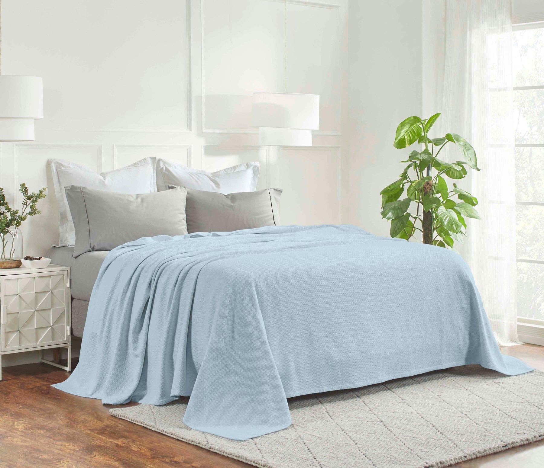 Nobel Cotton Textured Jacquard Chevron Lightweight Woven Blanket