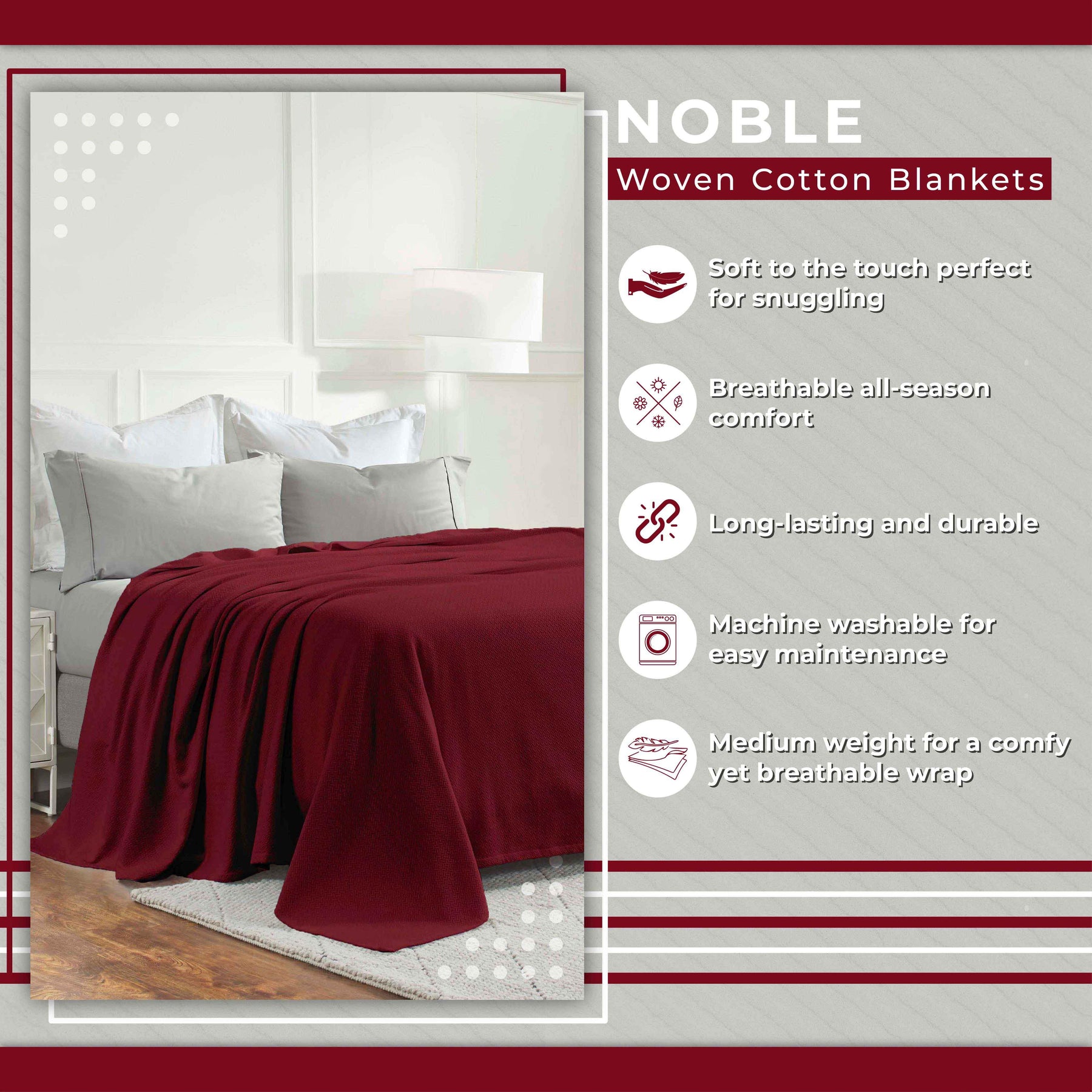 Nobel Cotton Textured Jacquard Chevron Lightweight Woven Blanket