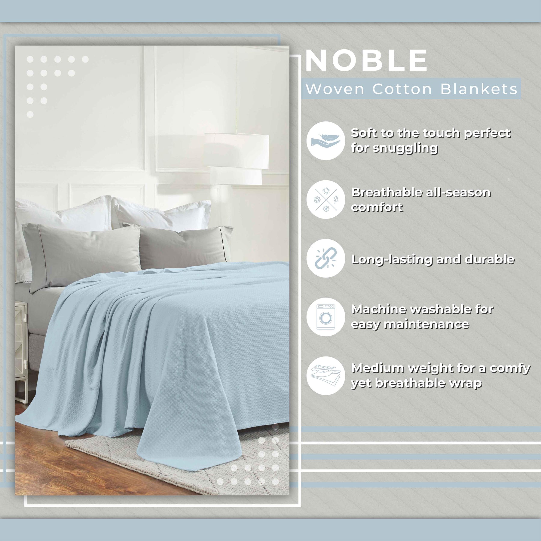 Nobel Cotton Textured Jacquard Chevron Lightweight Woven Blanket