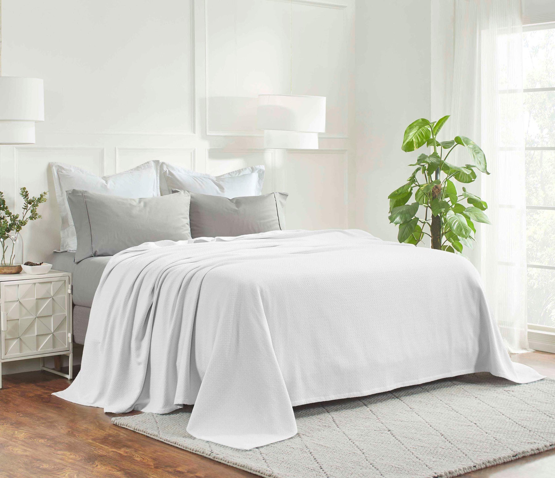 Nobel Cotton Textured Jacquard Chevron Lightweight Woven Blanket
