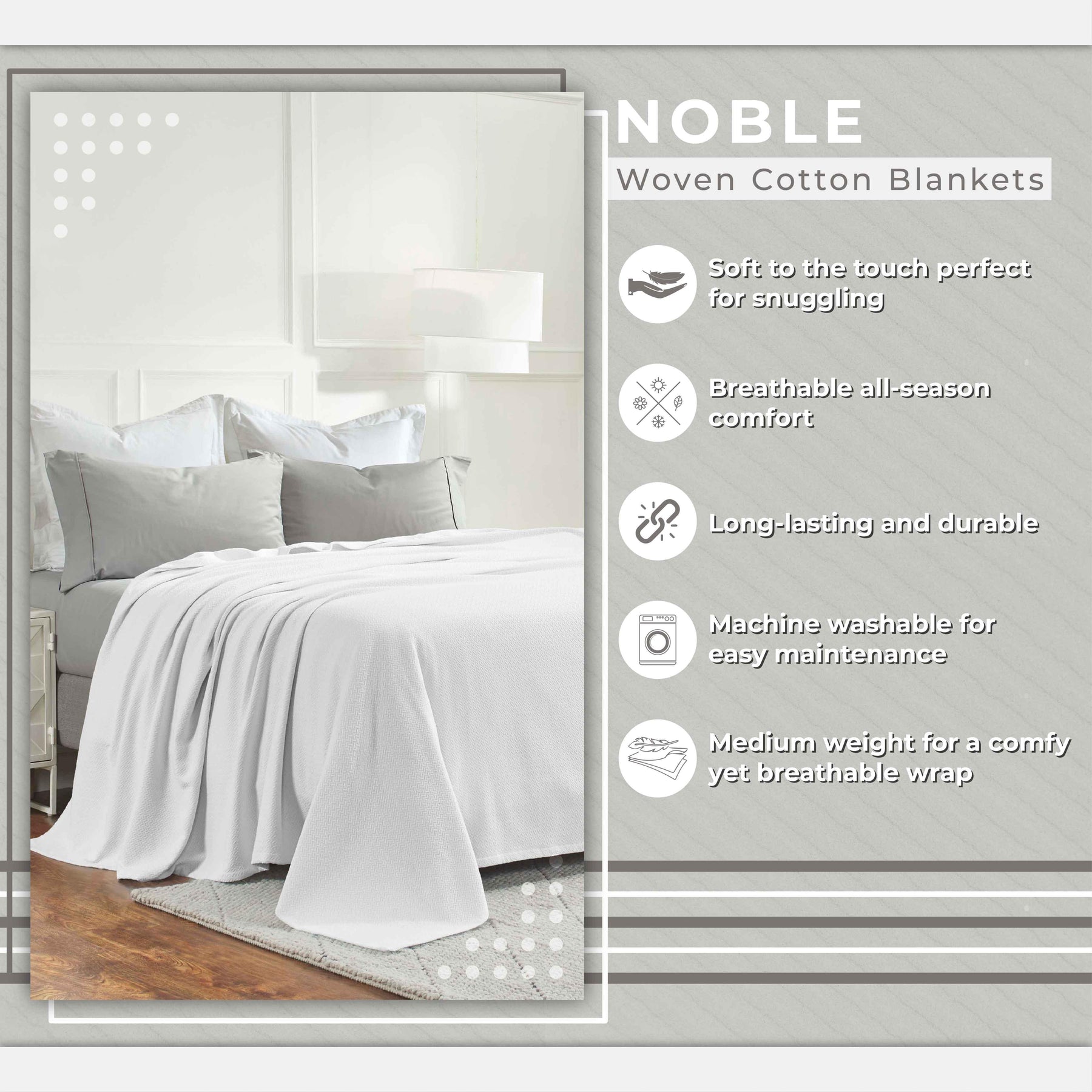 Nobel Cotton Textured Jacquard Chevron Lightweight Woven Blanket