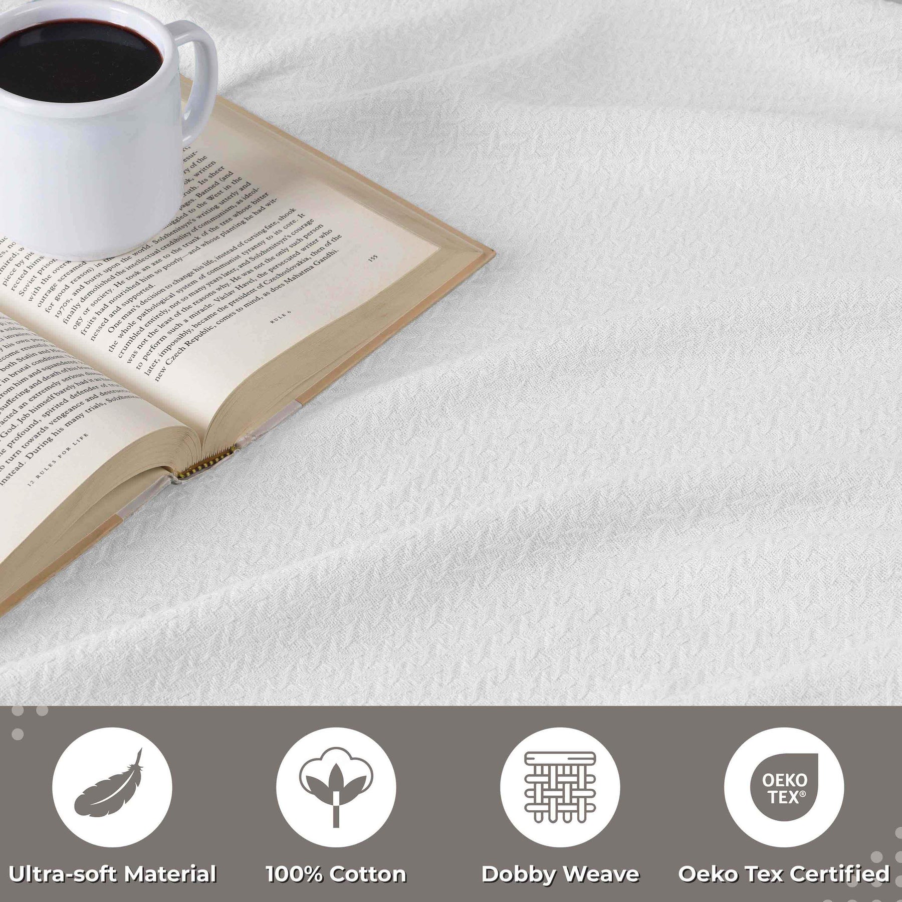 Nobel Cotton Textured Jacquard Chevron Lightweight Woven Blanket