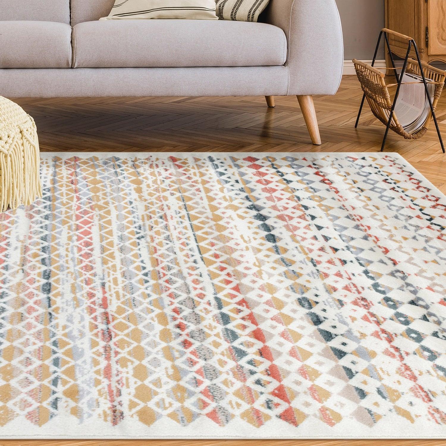 Numair Abstract Geometric Diamonds Indoor Area Rug or Runner Rug