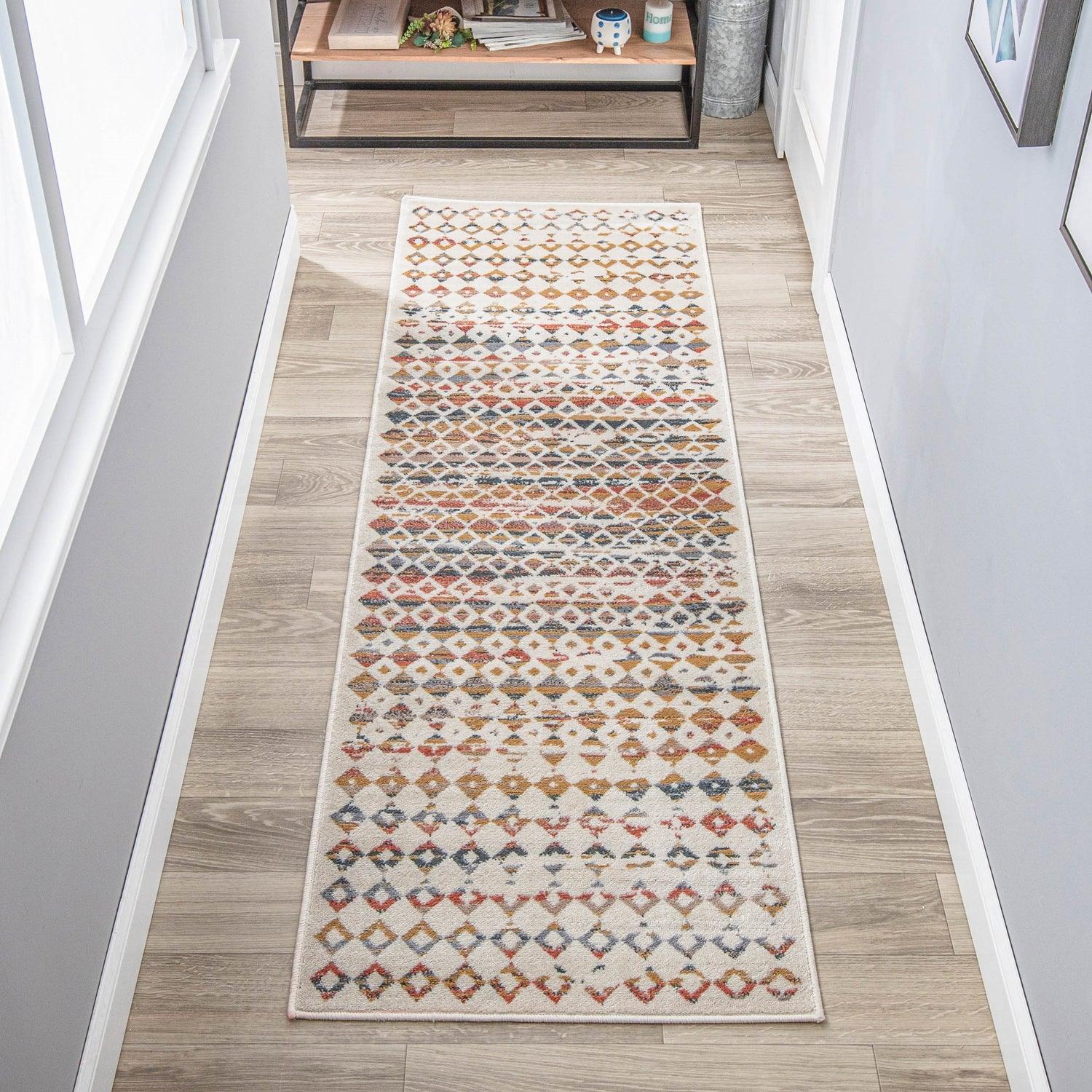 Numair Abstract Geometric Diamonds Indoor Area Rug or Runner Rug