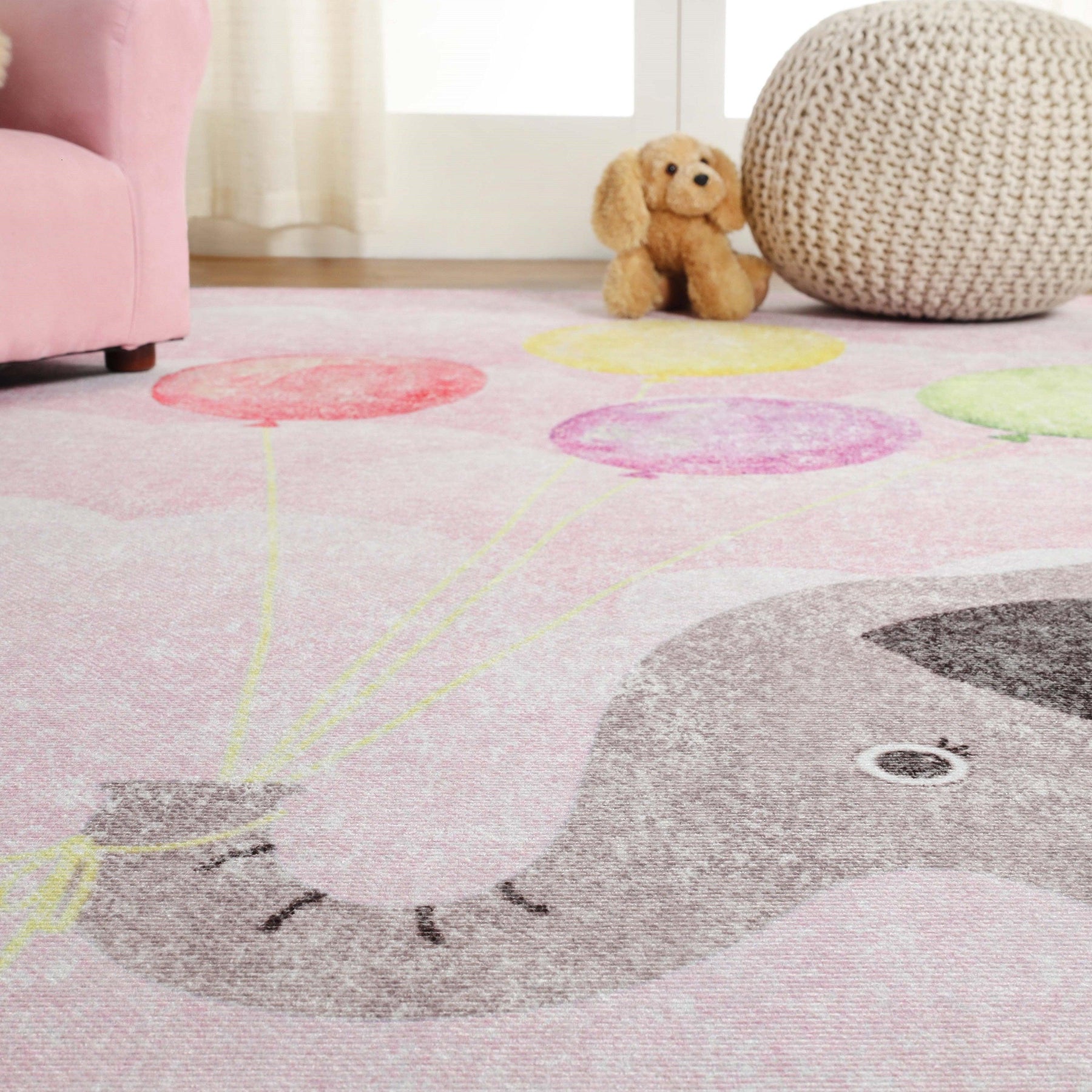 Nursery Elephant Anti-Skid Backing Indoor Area Rug