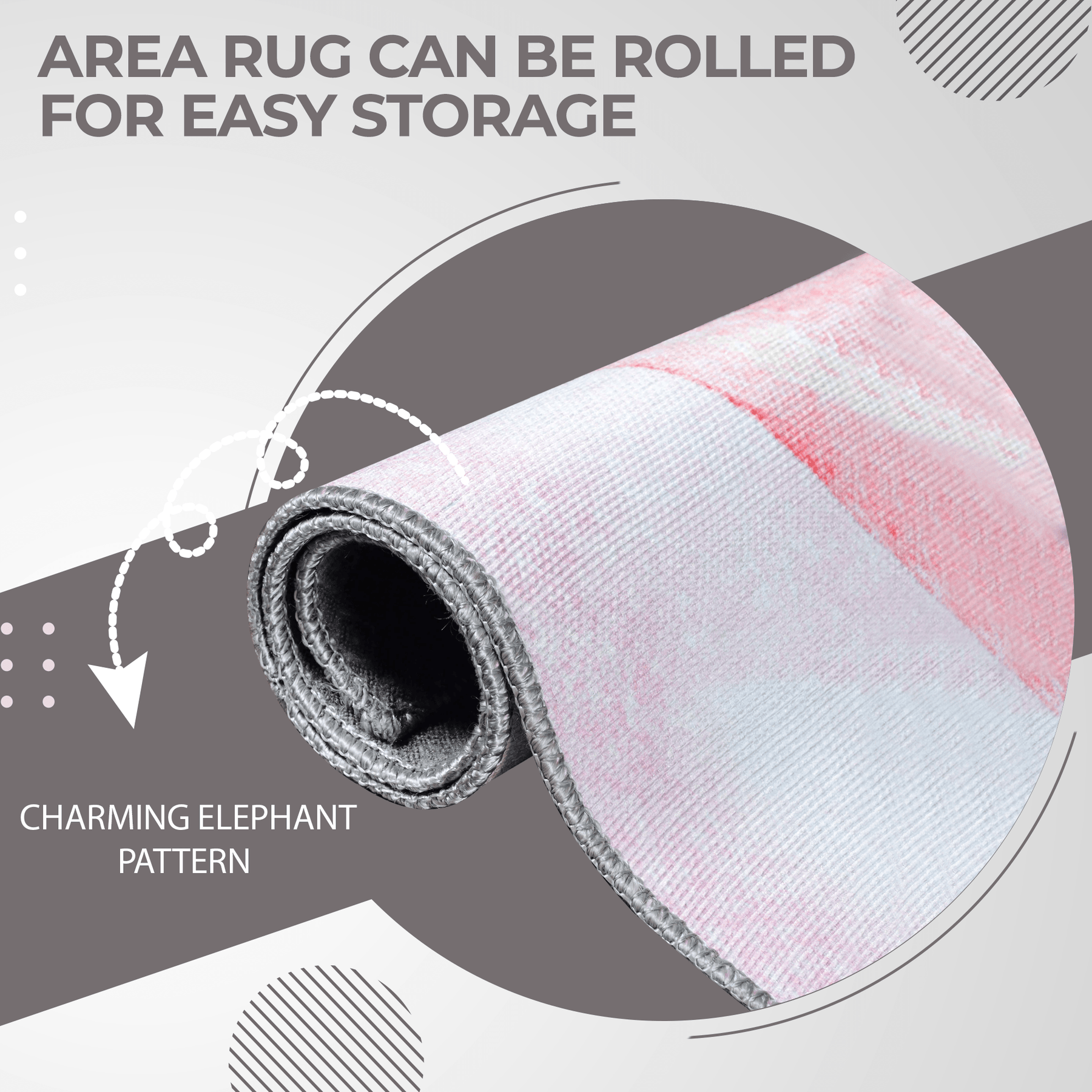 Nursery Elephant Anti-Skid Backing Indoor Area Rug