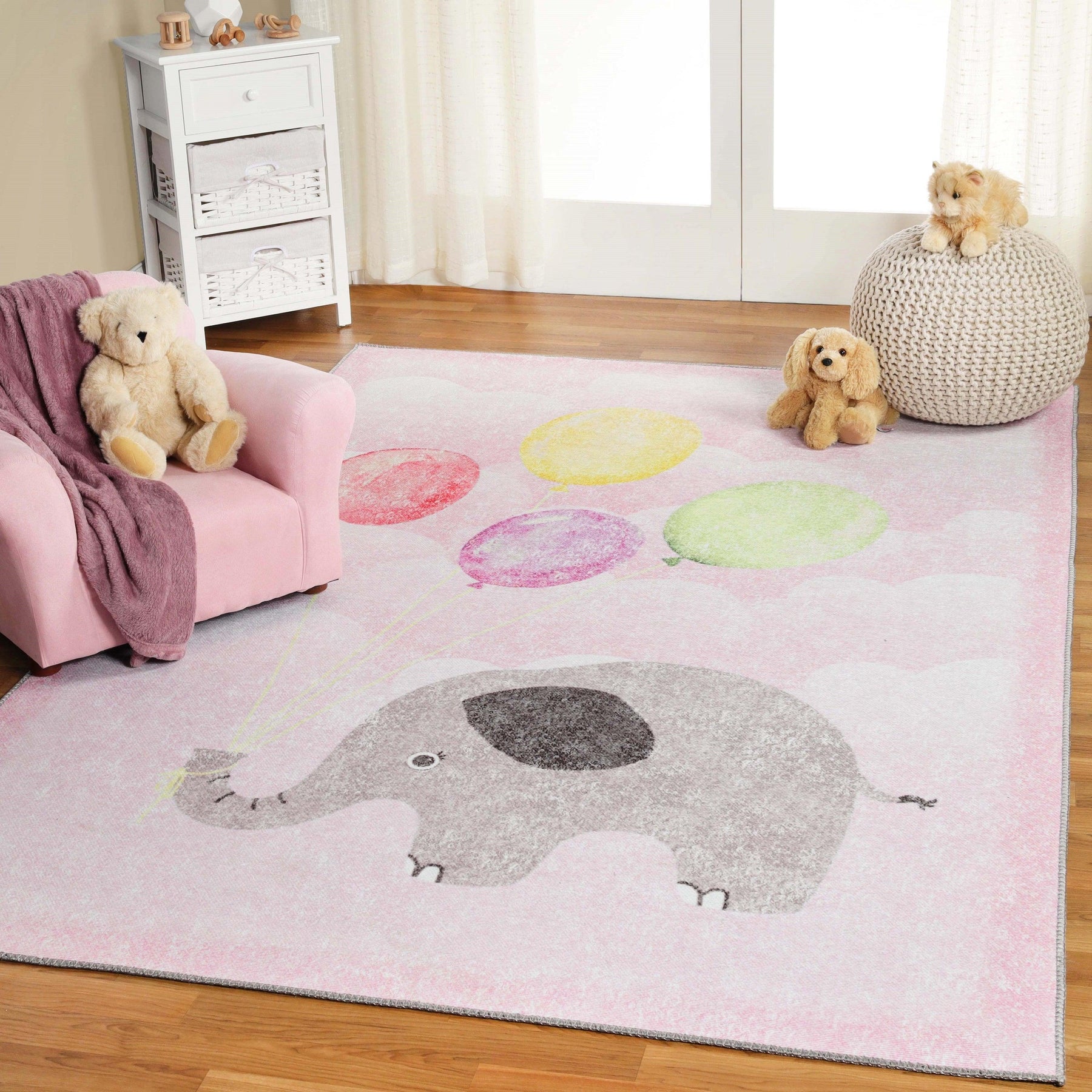 Nursery Elephant Anti-Skid Backing Indoor Area Rug