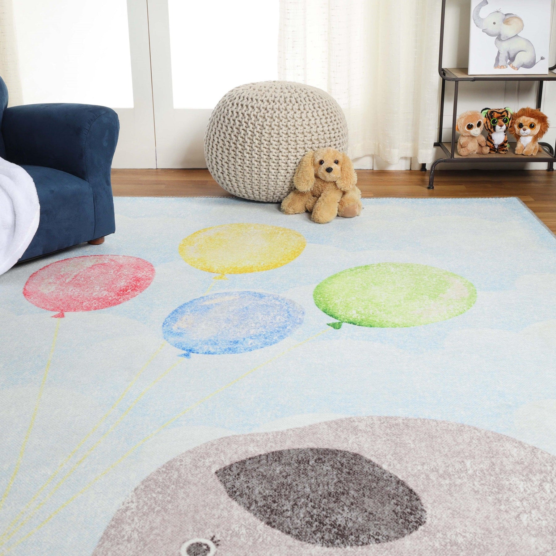 Nursery Elephant Anti-Skid Backing Indoor Area Rug