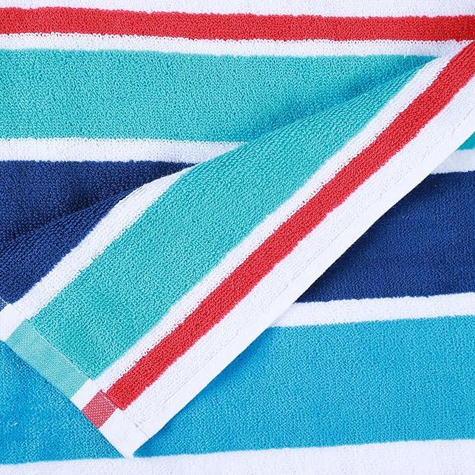 Ocean Stripe Oversized Cotton 4 Piece Beach Towel Set