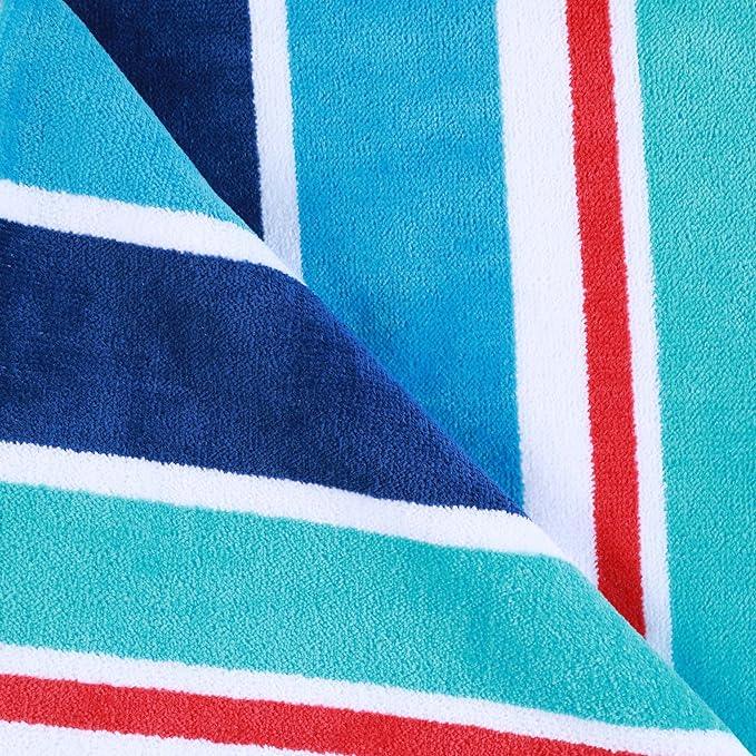 Ocean Stripe Oversized Cotton 4 Piece Beach Towel Set