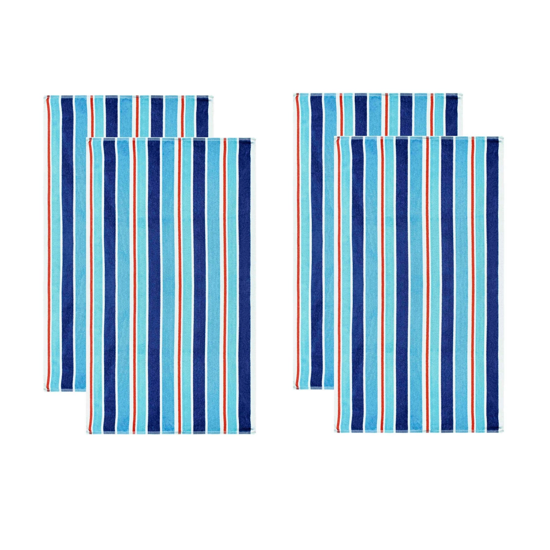 Ocean Stripe Oversized Cotton 4 Piece Beach Towel Set