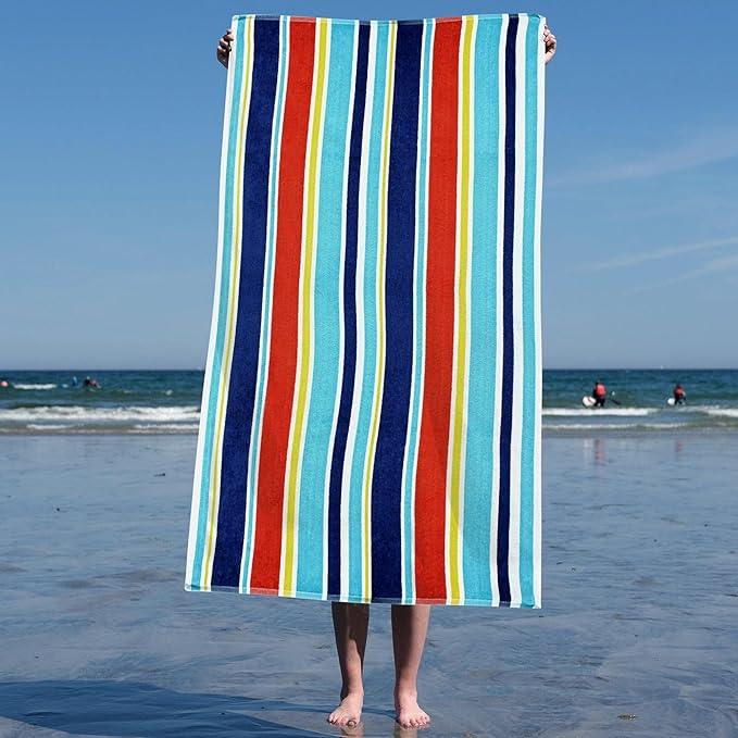 Oceana Stripe Oversized Cotton 2 Piece Beach Towel Set