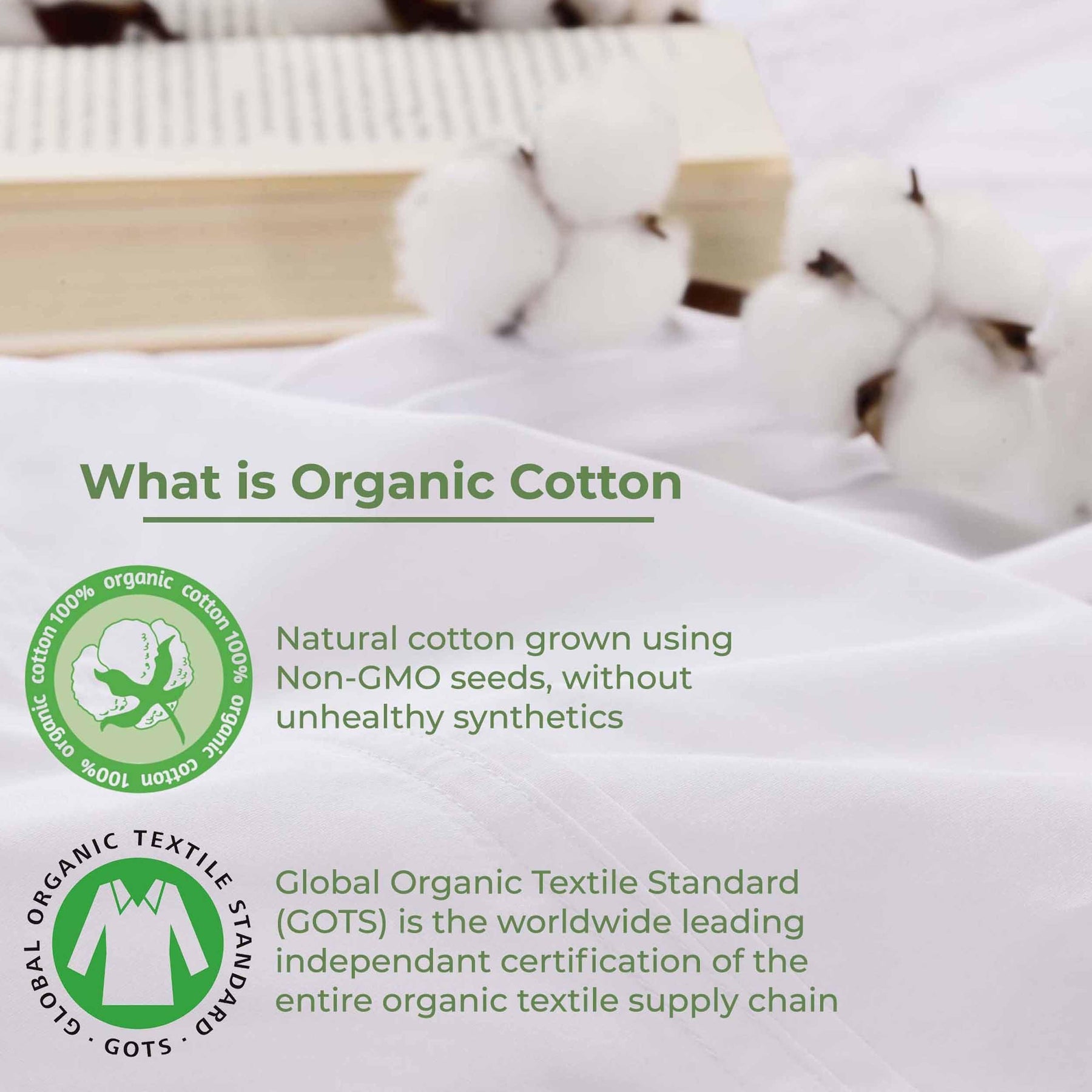 Organic Cotton 300 Thread Count Percale Extra Deep Pocket Sheet Set