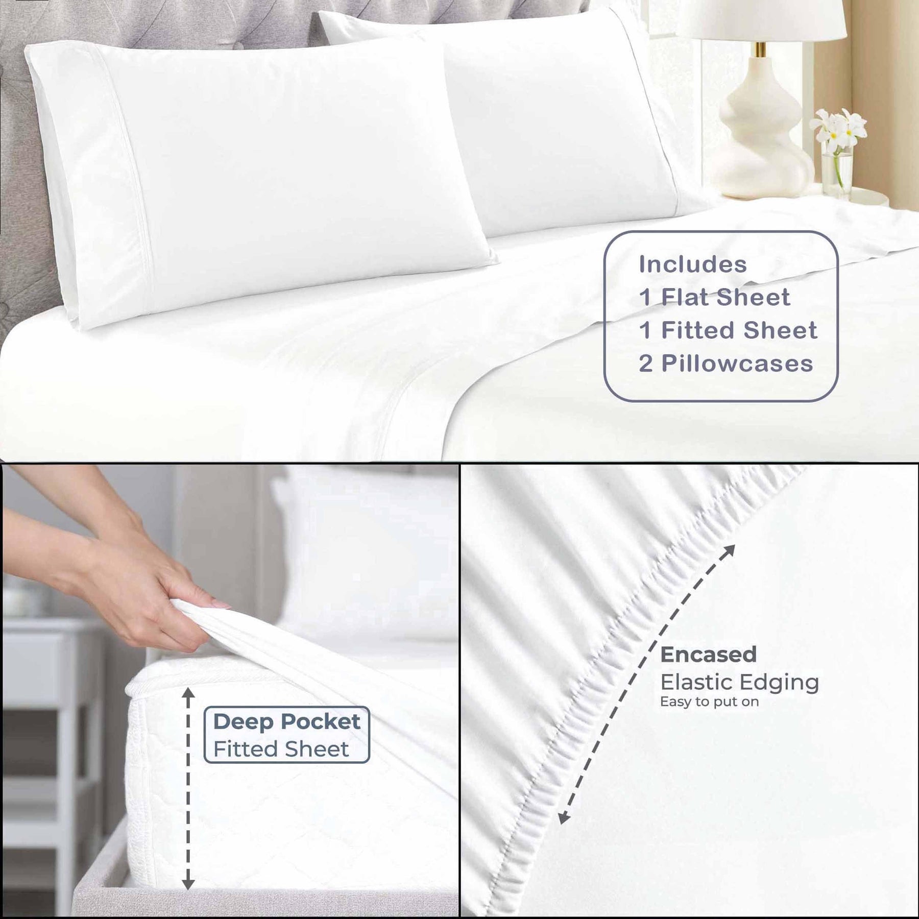 Organic Cotton 300 Thread Count Percale Extra Deep Pocket Sheet Set