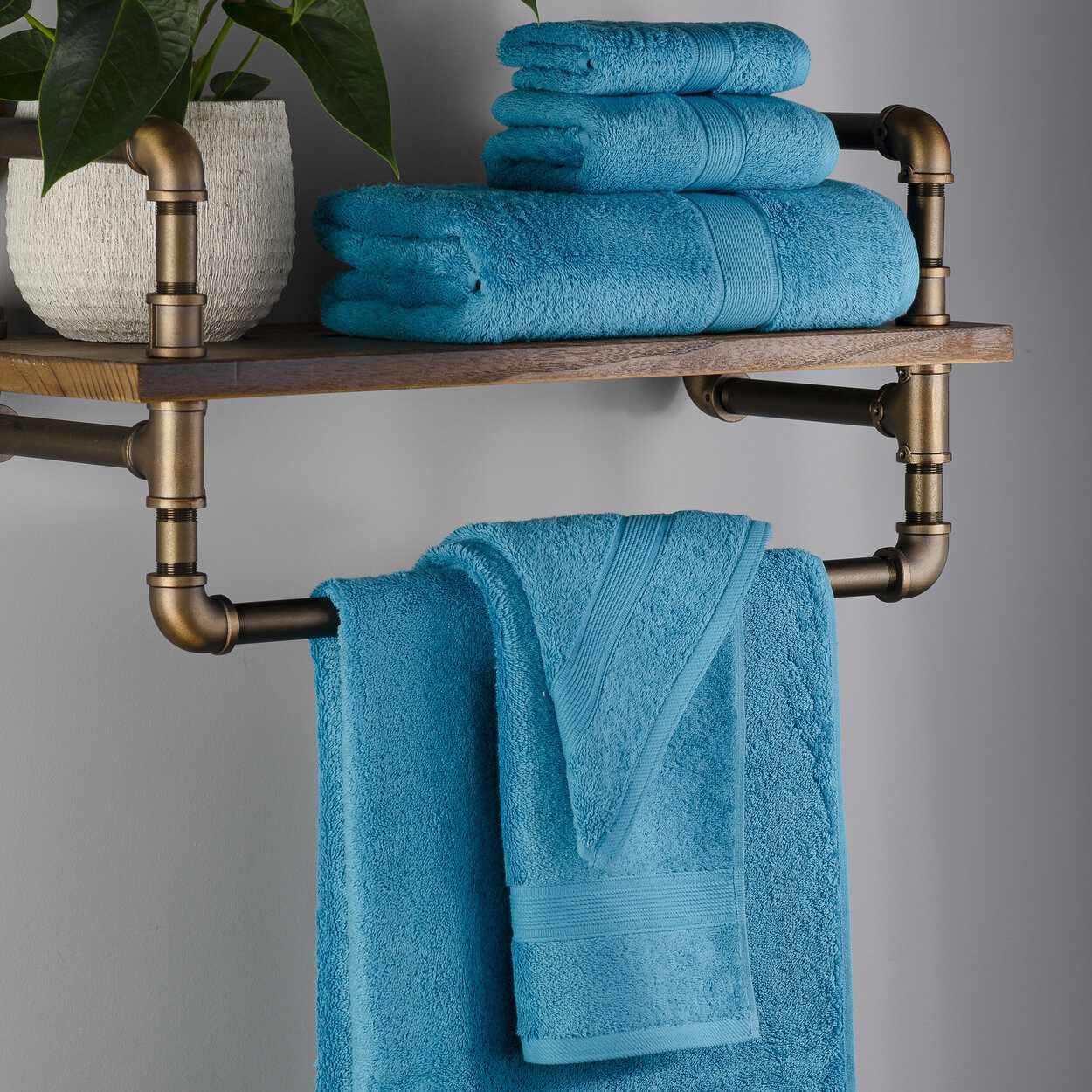Organic Cotton Solid Plush Assorted 6 Piece Towel Set