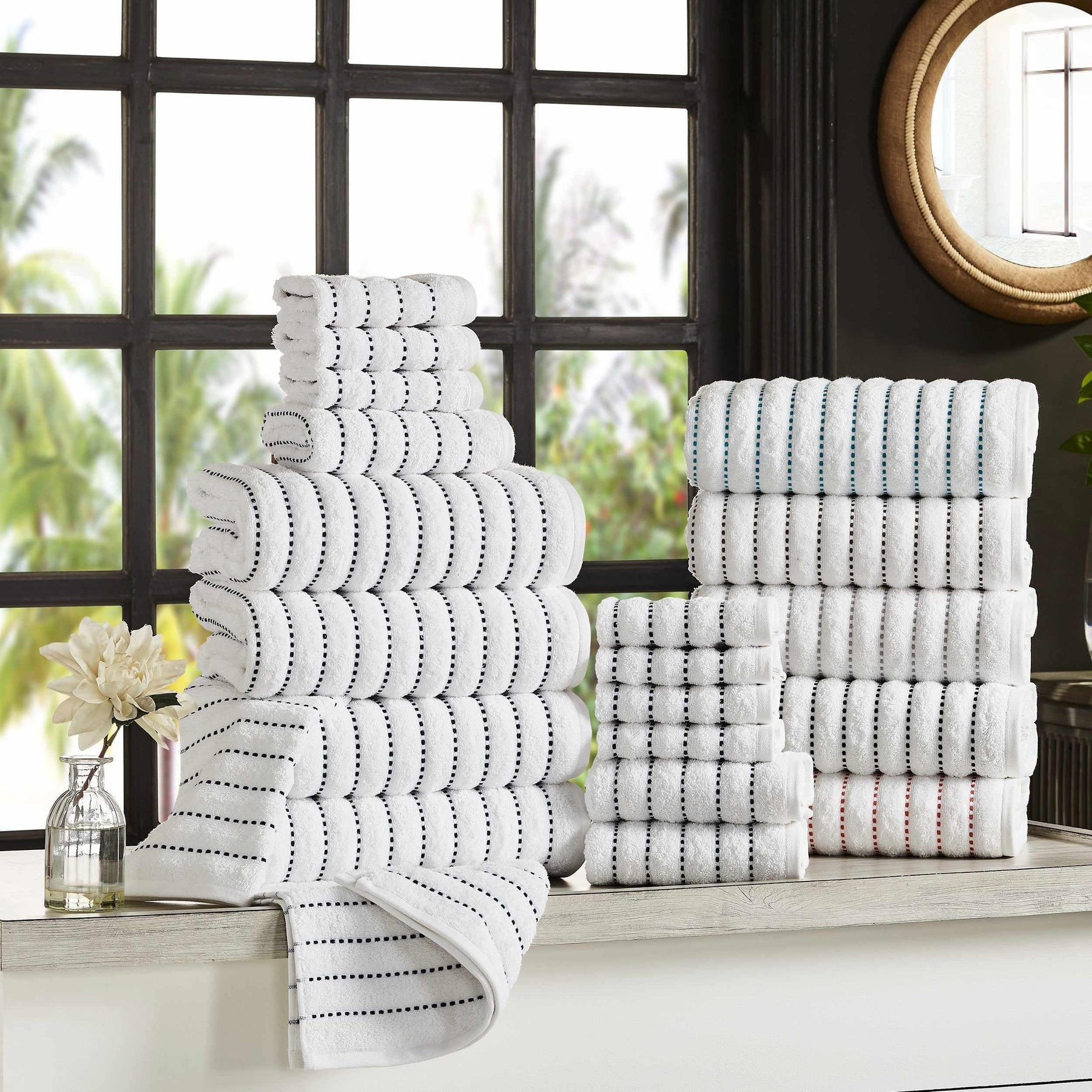 Organic Cotton Wave Plush Striped Assorted 16 Piece Towel Set