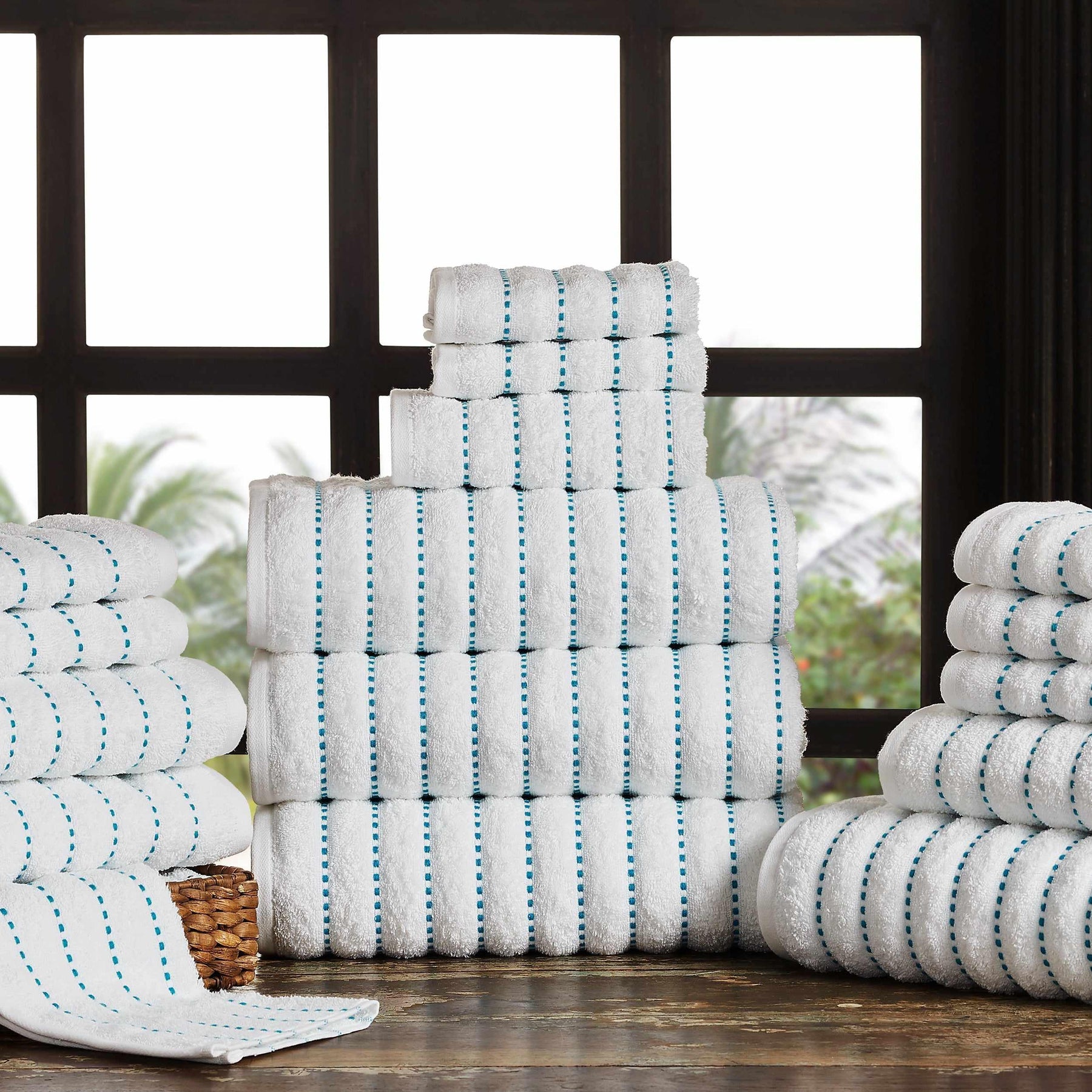 Organic Cotton Wave Plush Striped Assorted 16 Piece Towel Set