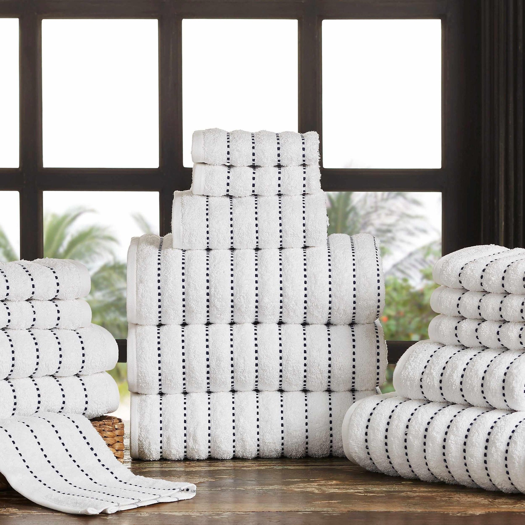 Organic Cotton Wave Plush Striped Assorted 16 Piece Towel Set