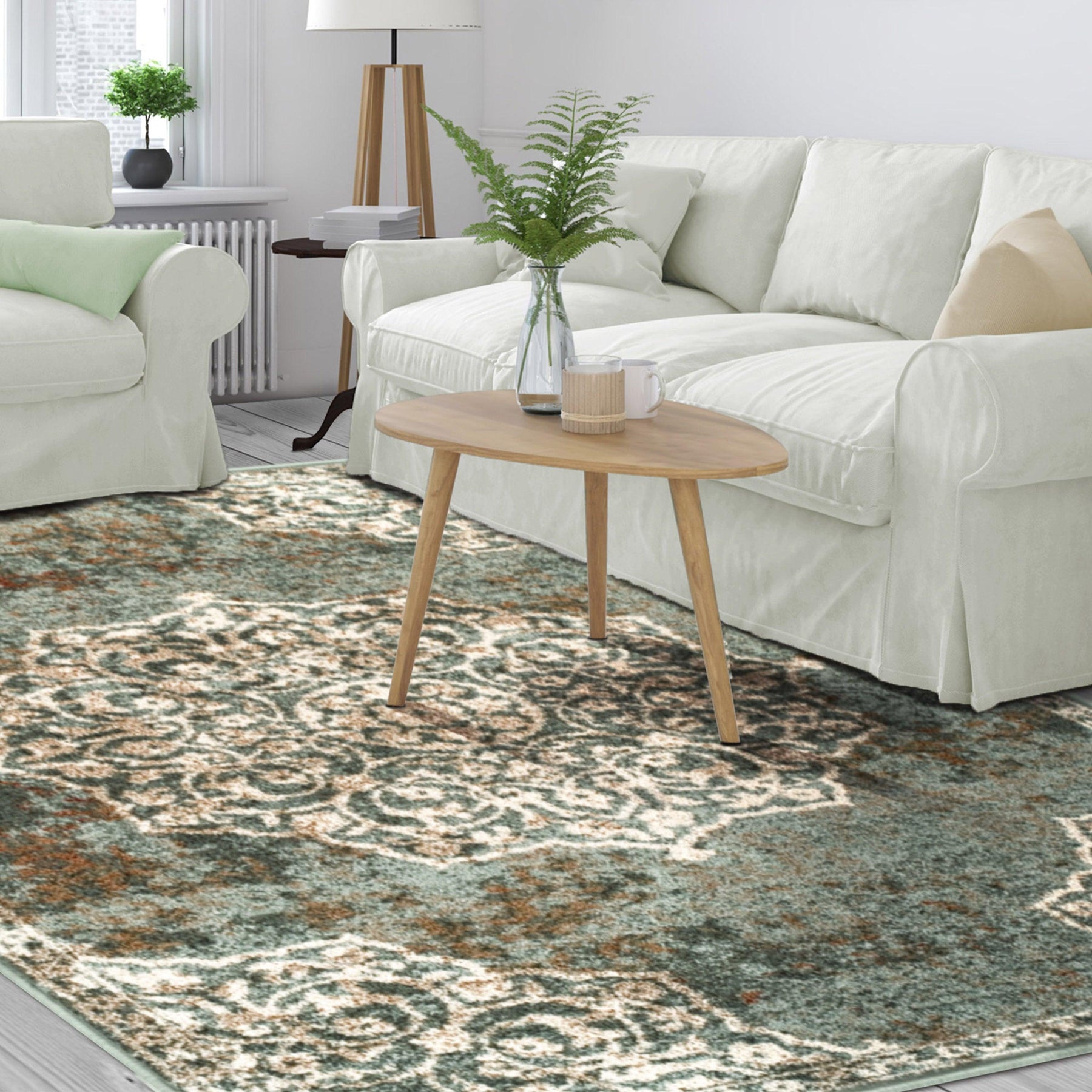 Oriental Medallion Oxidized Area Rug Or Door Mat Or Runner Rug
