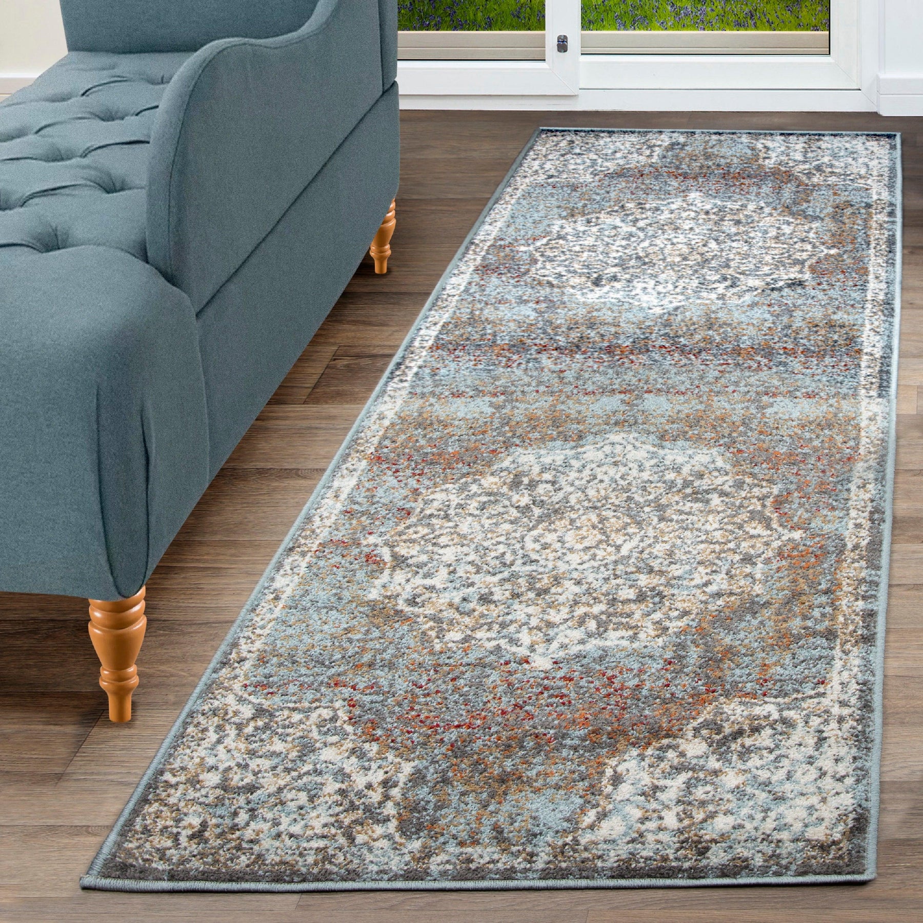 Oriental Medallion Oxidized Area Rug Or Door Mat Or Runner Rug