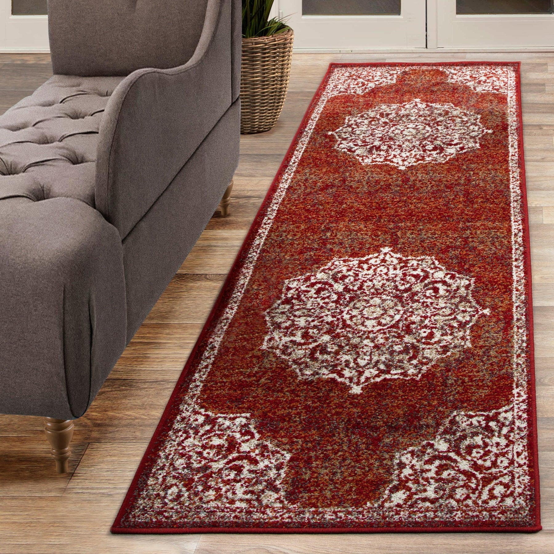 Oriental Medallion Oxidized Area Rug Or Door Mat Or Runner Rug