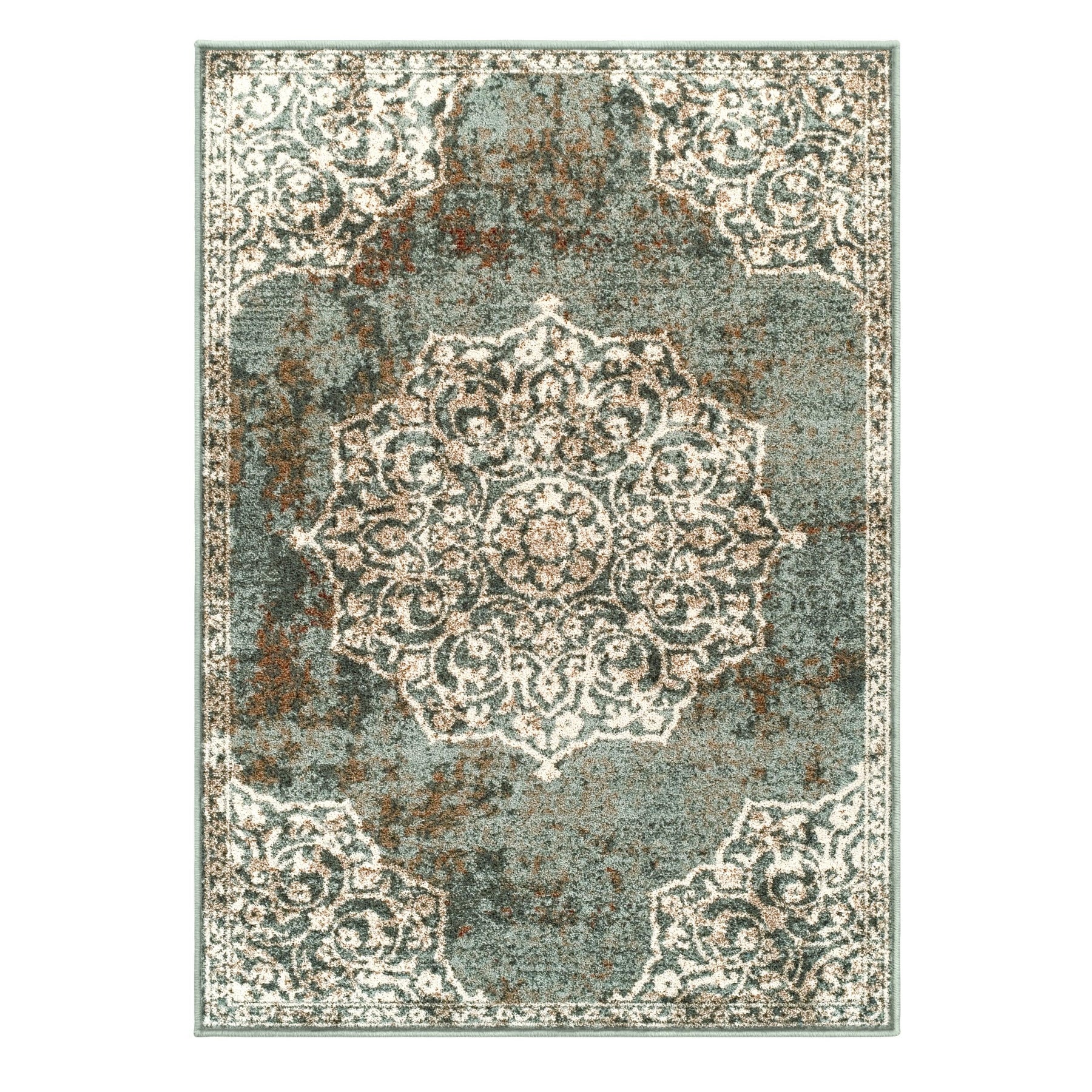 Oriental Medallion Oxidized Area Rug Or Door Mat Or Runner Rug