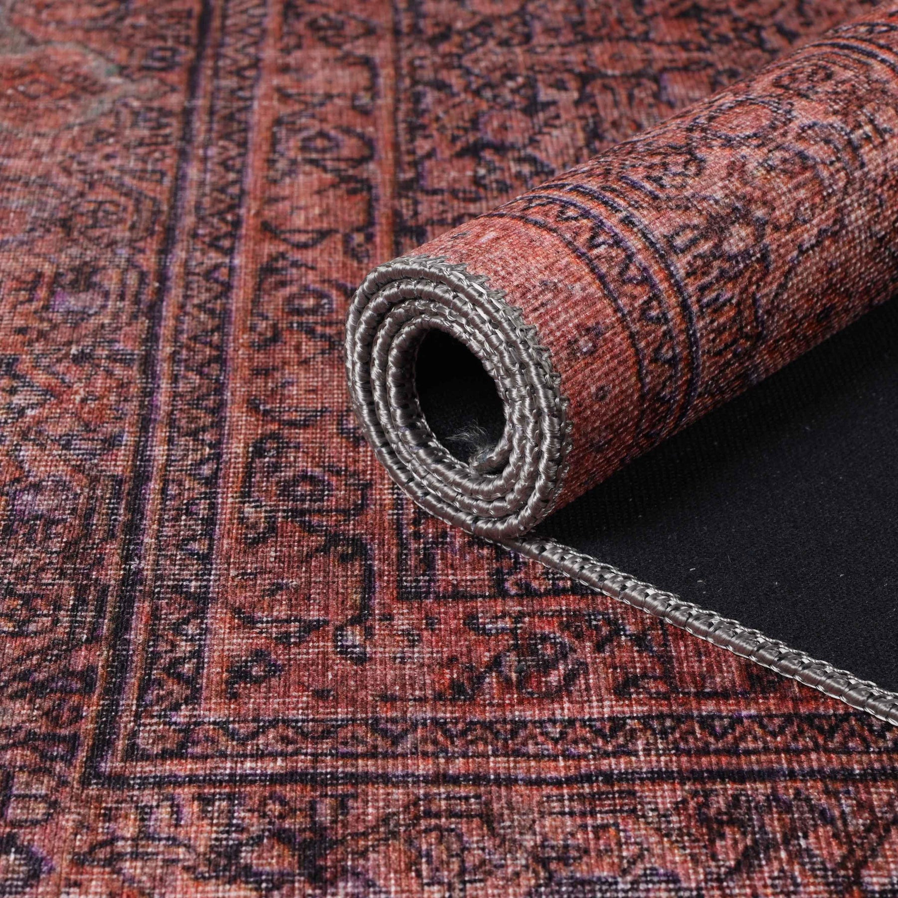 Oriental Vintage Medallion Power-Loomed Indoor Area Rug Garnet Red