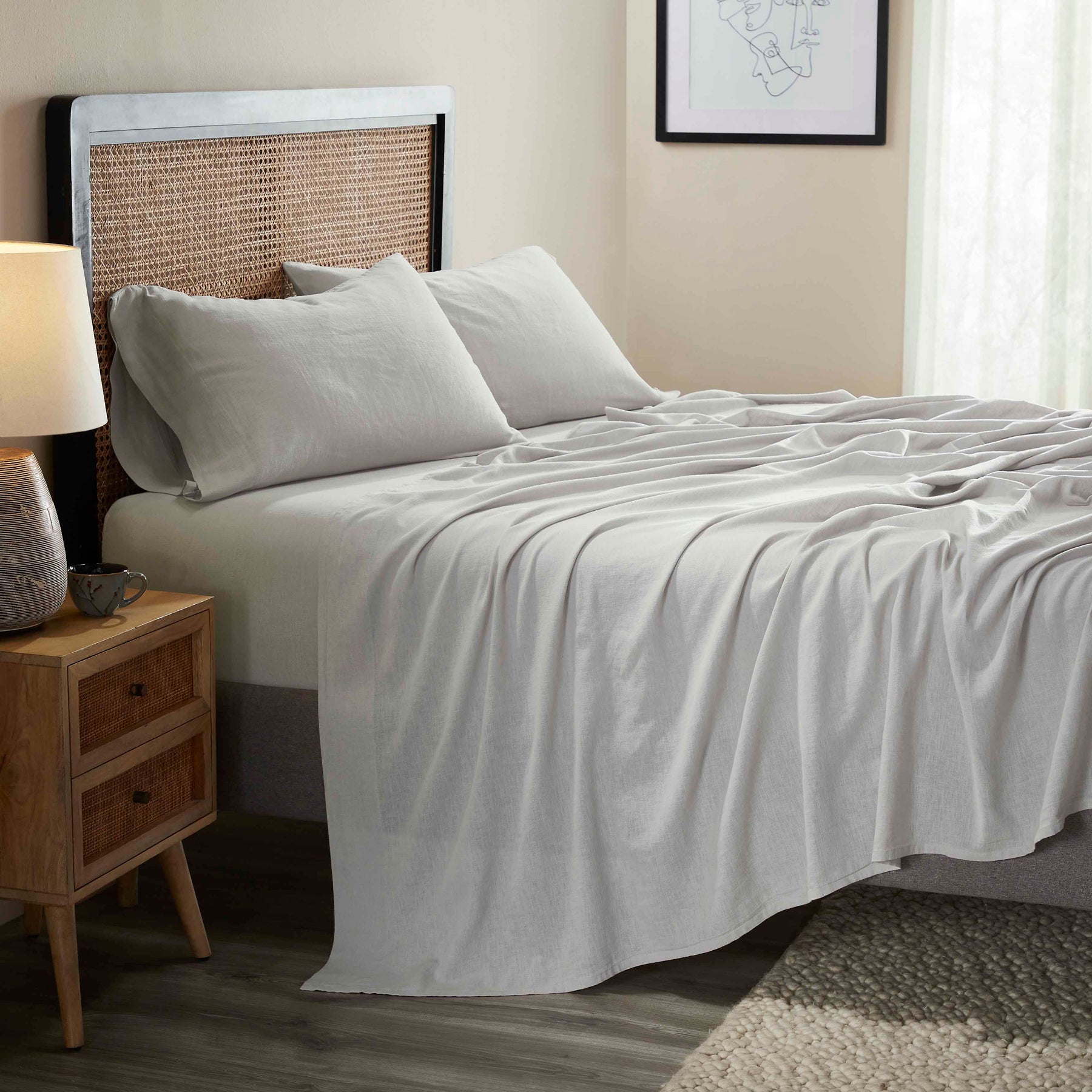 Orion Cotton Linen Blend Garment Washed Deep Pocket Bed Sheet Set