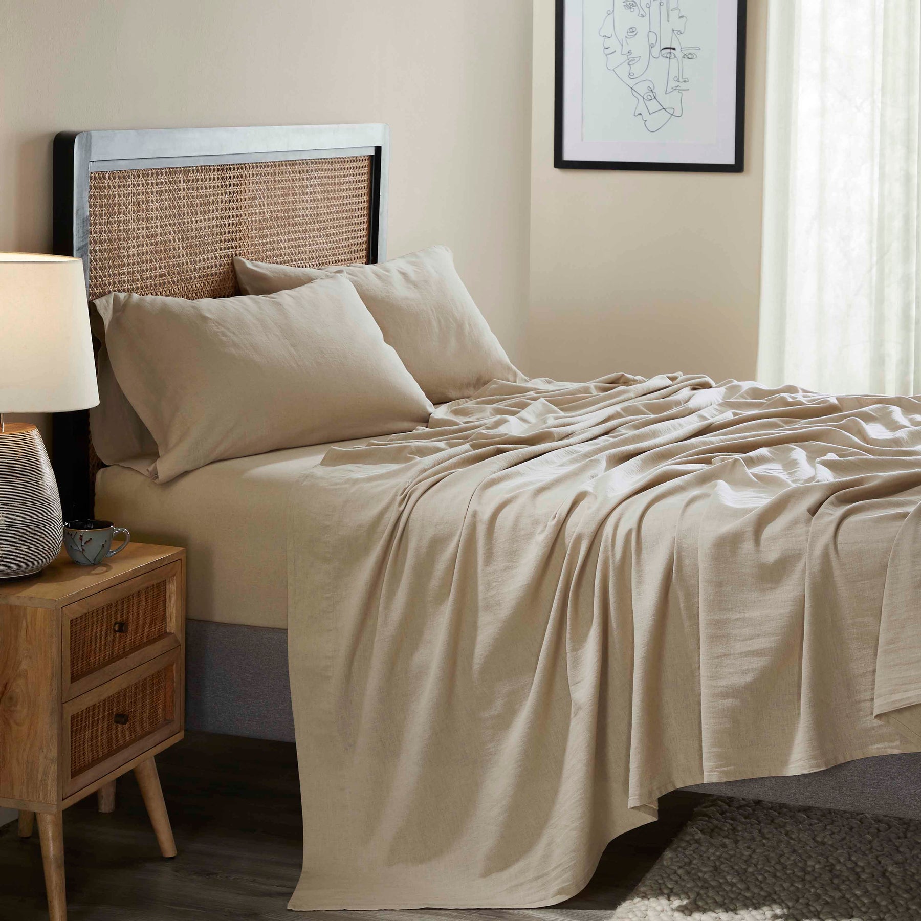 Orion Cotton Linen Blend Garment Washed Deep Pocket Bed Sheet Set