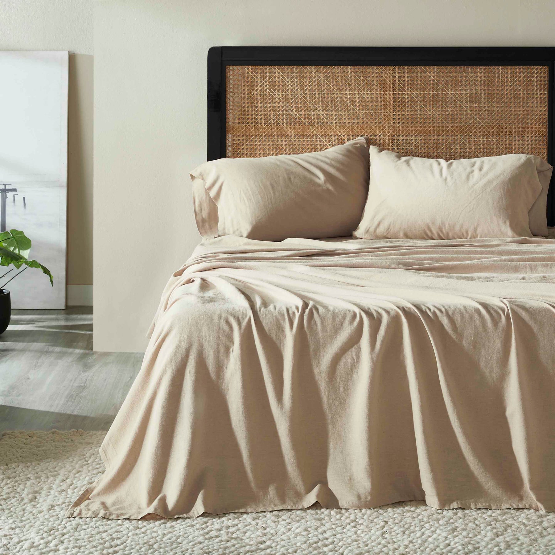 Orion Cotton Linen Blend Garment Washed Deep Pocket Bed Sheet Set