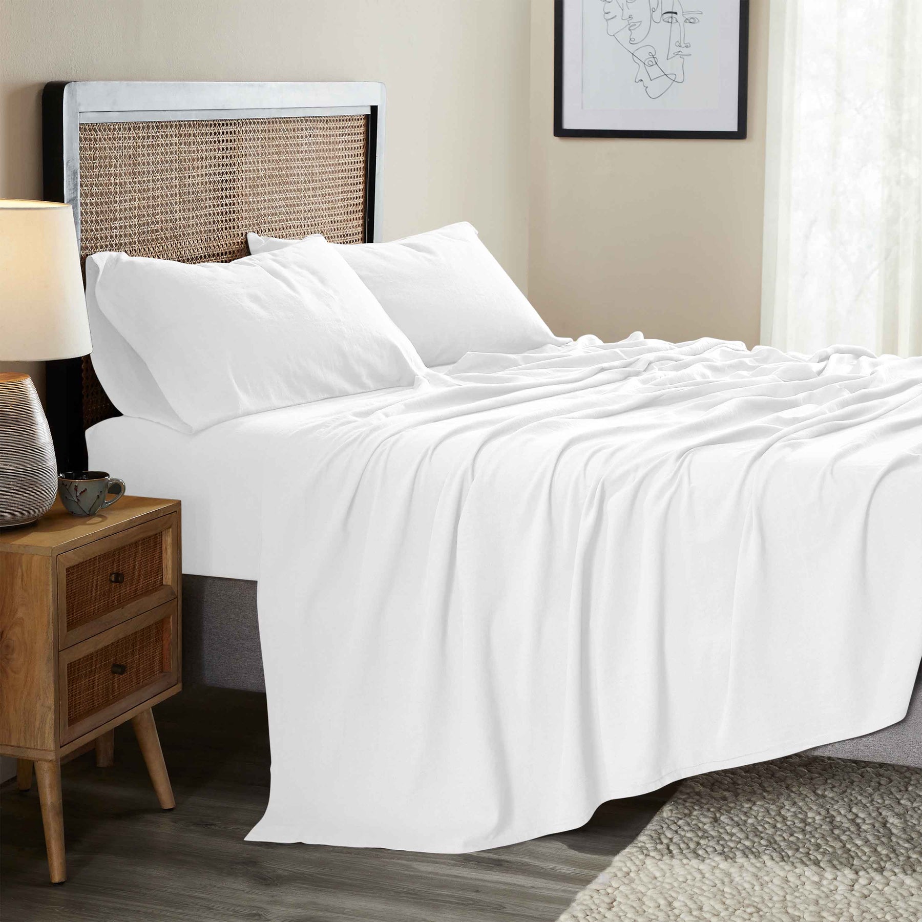 Orion Cotton Linen Blend Garment Washed Deep Pocket Bed Sheet Set