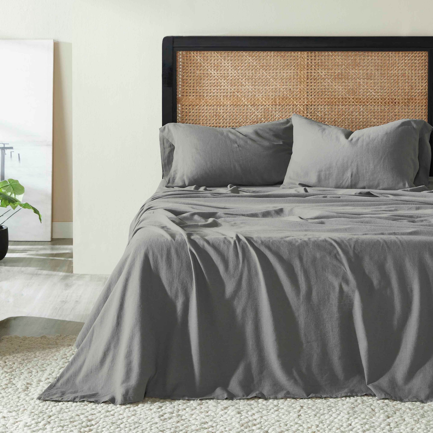 Orion Cotton Linen Blend Garment Washed Deep Pocket Bed Sheet Set
