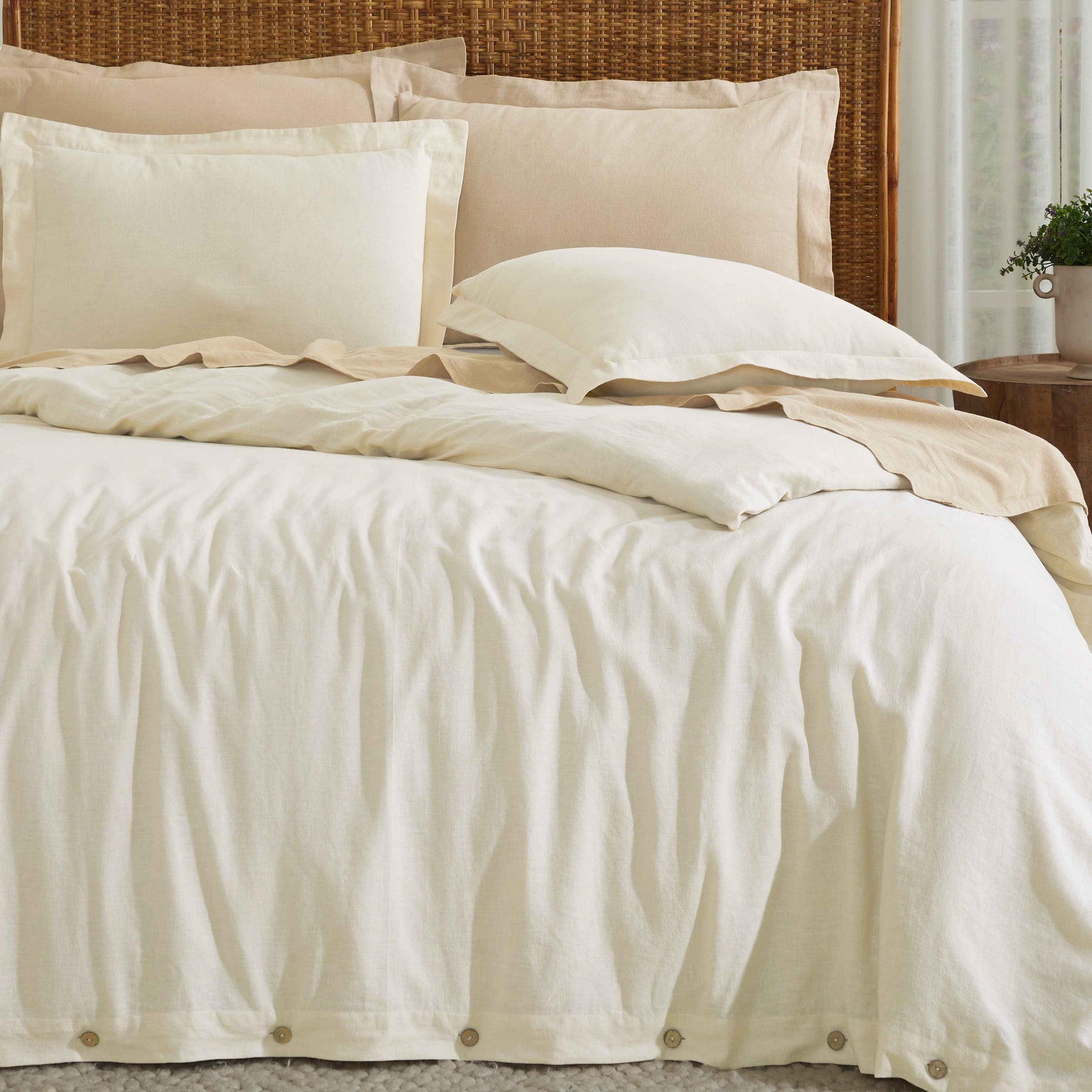 Orion Cotton Linen Garment 3 Piece Duvet Cover Set With Pillow Shams