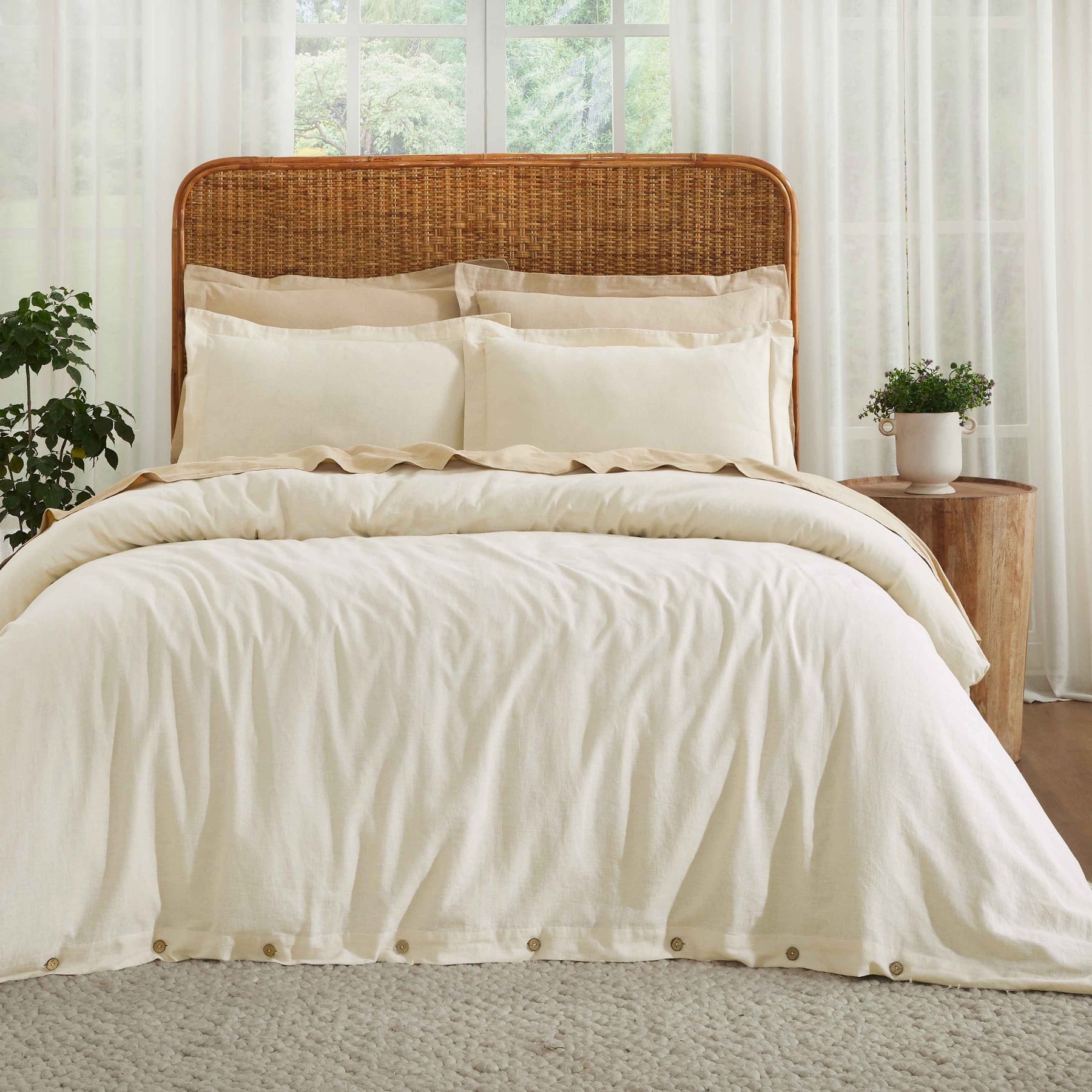 Orion Cotton Linen Garment 3 Piece Duvet Cover Set With Pillow Shams