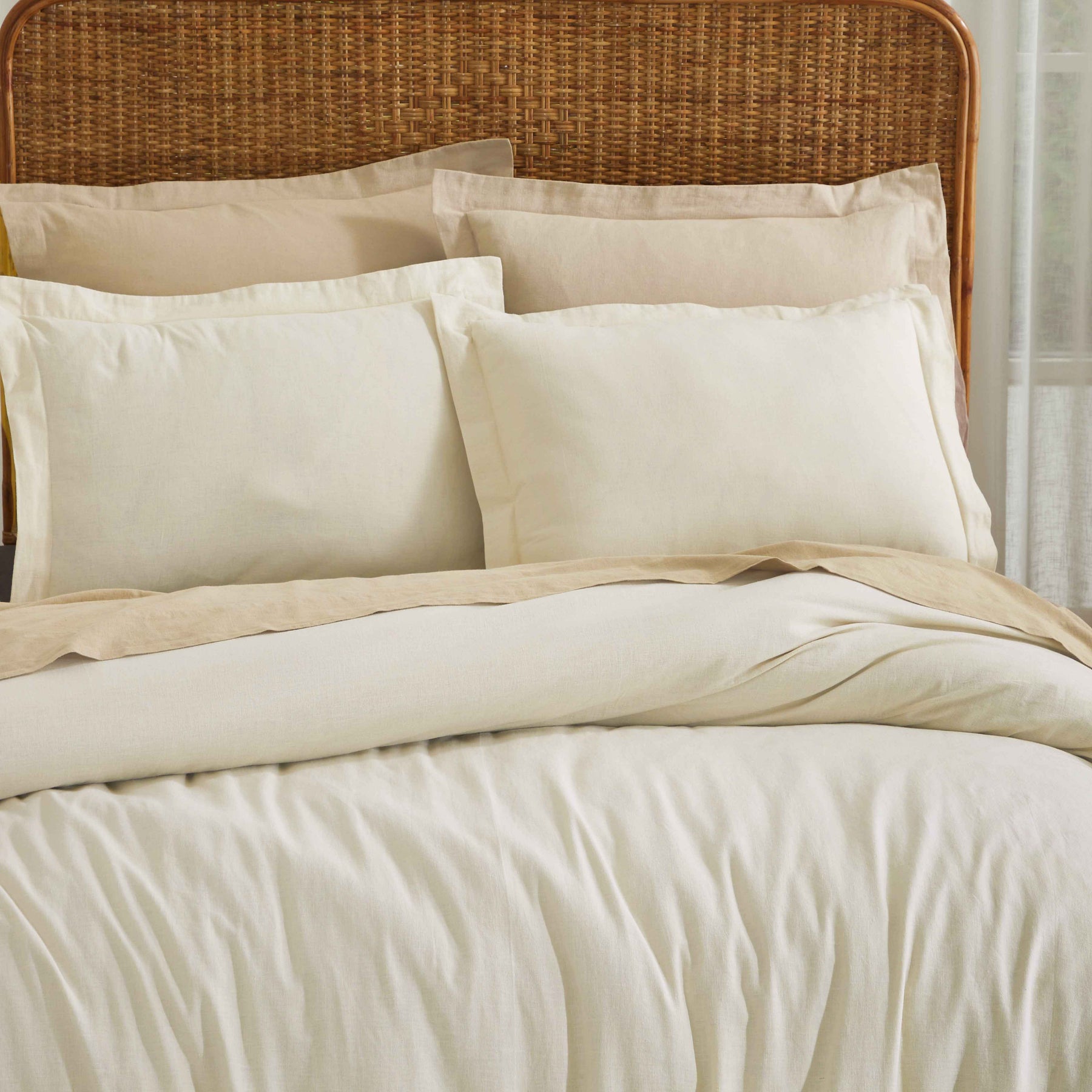 Orion Cotton Linen Garment 3 Piece Duvet Cover Set With Pillow Shams