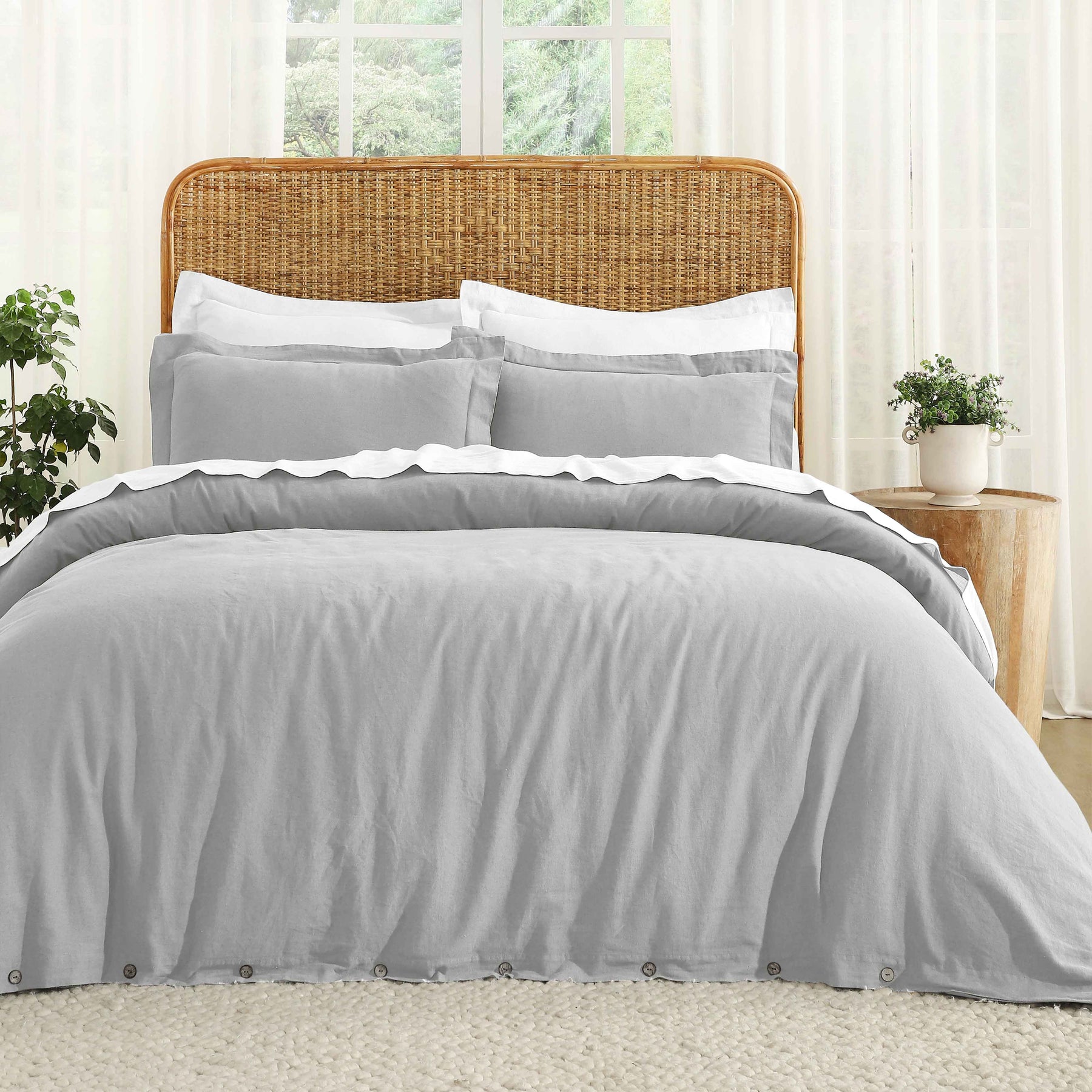 Orion Cotton Linen Garment 3 Piece Duvet Cover Set With Pillow Shams