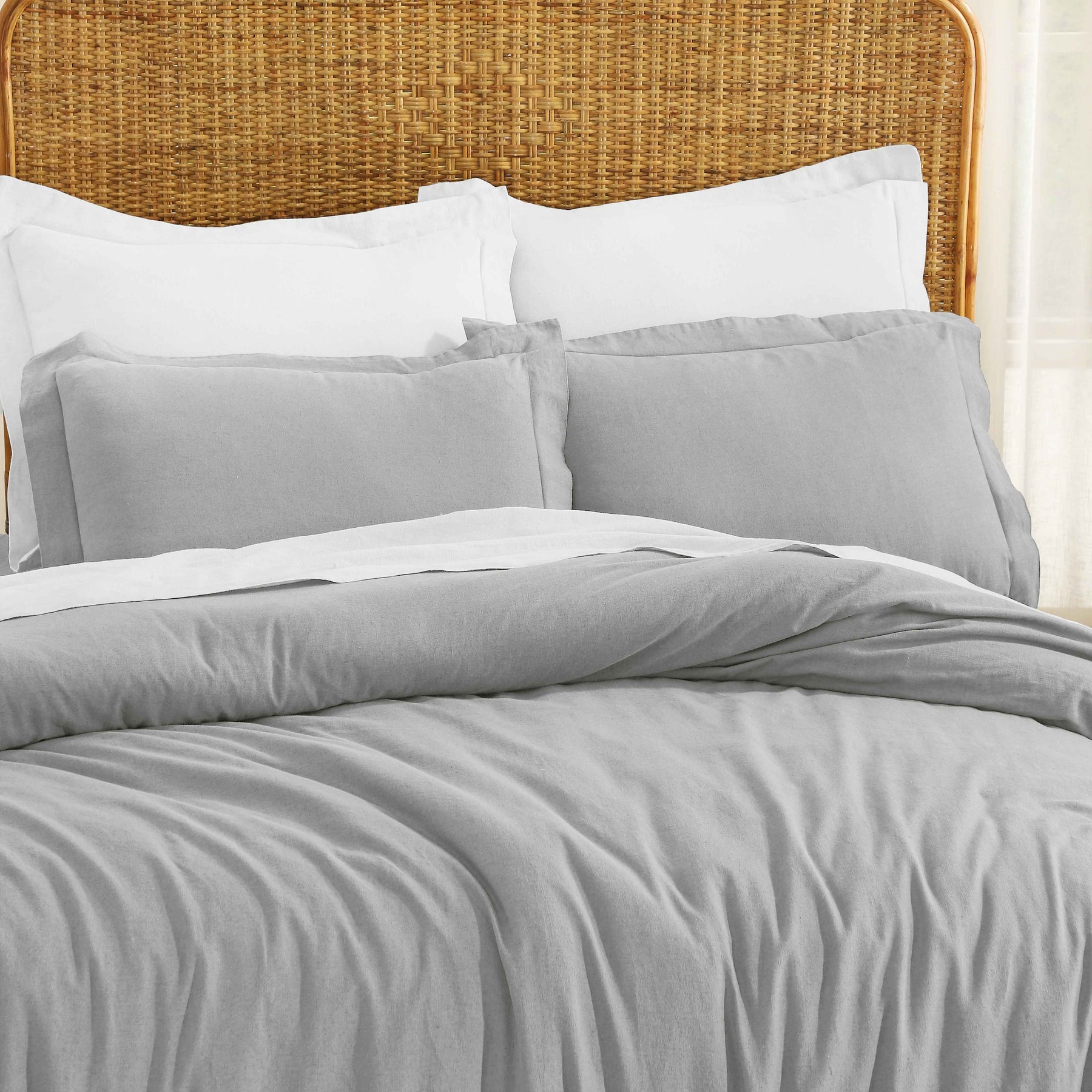 Orion Cotton Linen Garment 3 Piece Duvet Cover Set With Pillow Shams