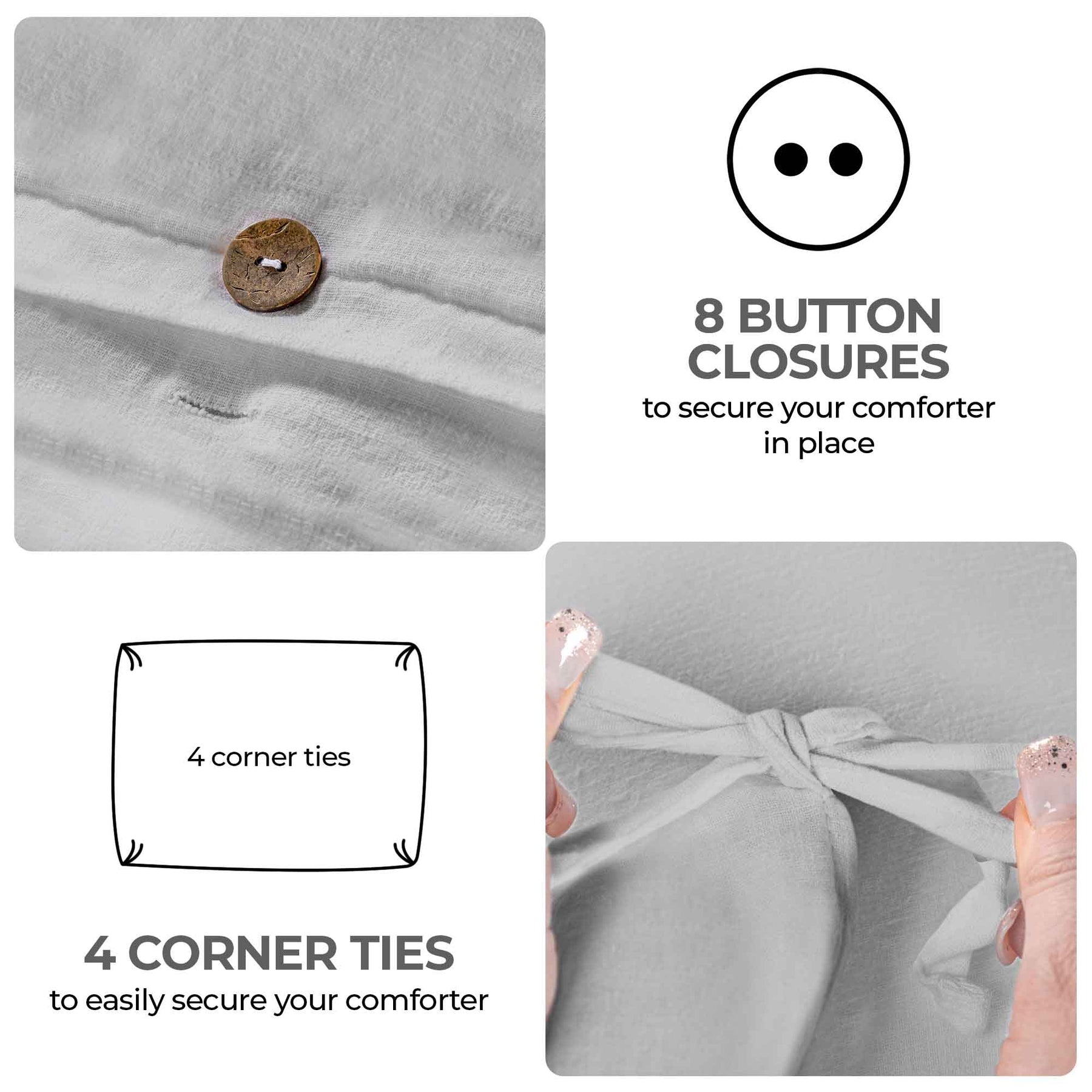 Orion Cotton Linen Garment 3 Piece Duvet Cover Set With Pillow Shams