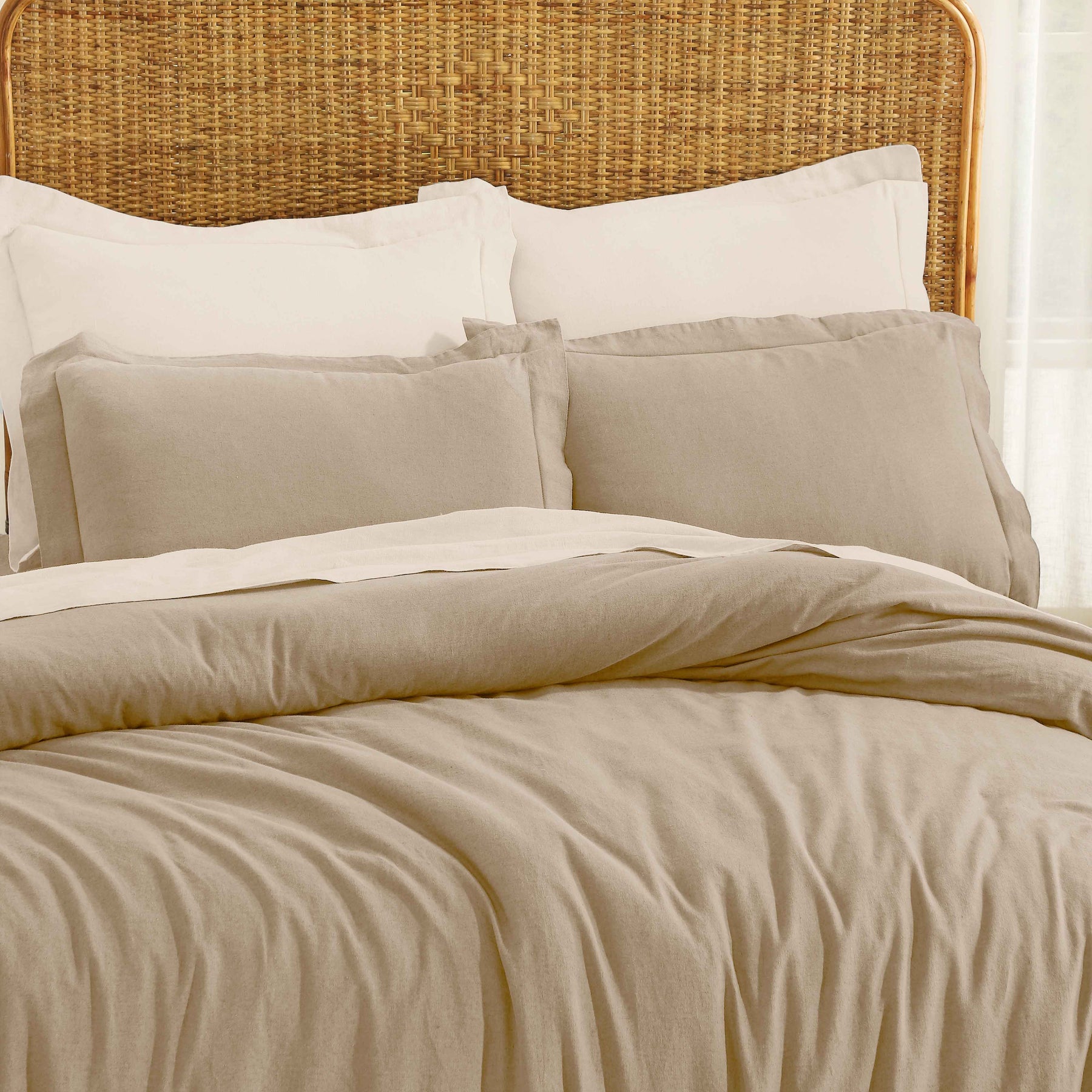 Orion Cotton Linen Garment 3 Piece Duvet Cover Set With Pillow Shams