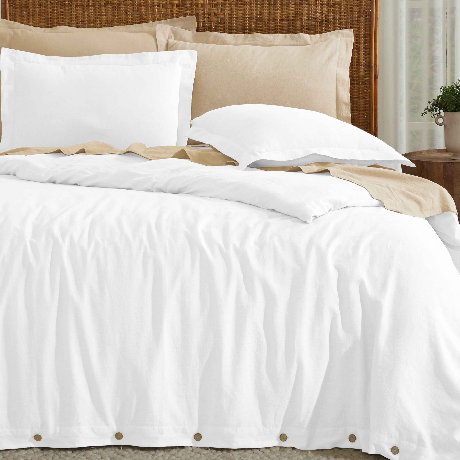 Orion Cotton Linen Garment 3 Piece Duvet Cover Set With Pillow Shams
