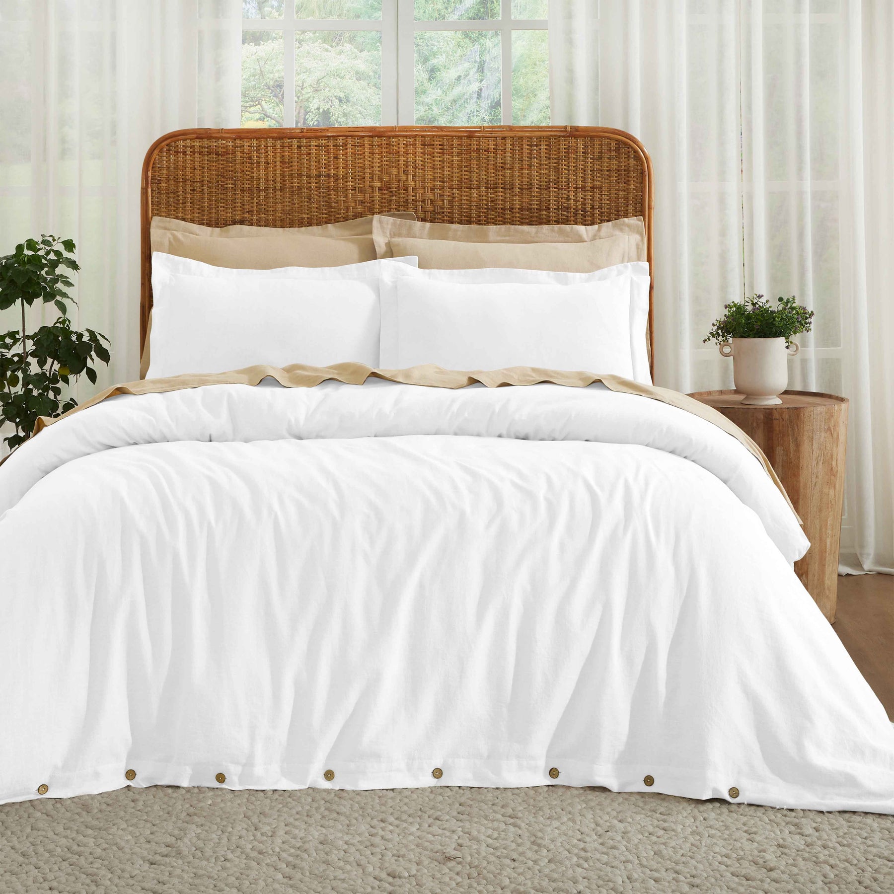 Orion Cotton Linen Garment 3 Piece Duvet Cover Set With Pillow Shams