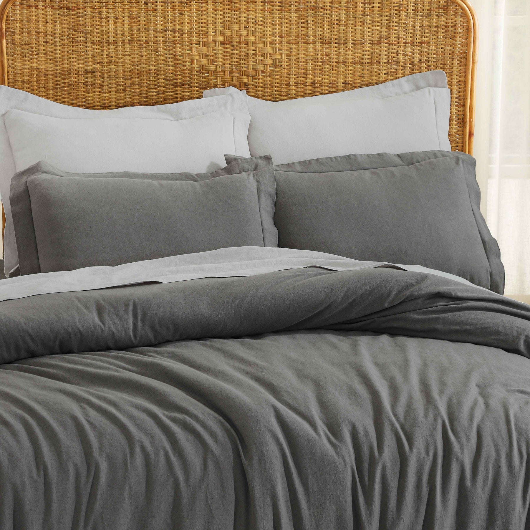 Orion Cotton Linen Garment 3 Piece Duvet Cover Set With Pillow Shams