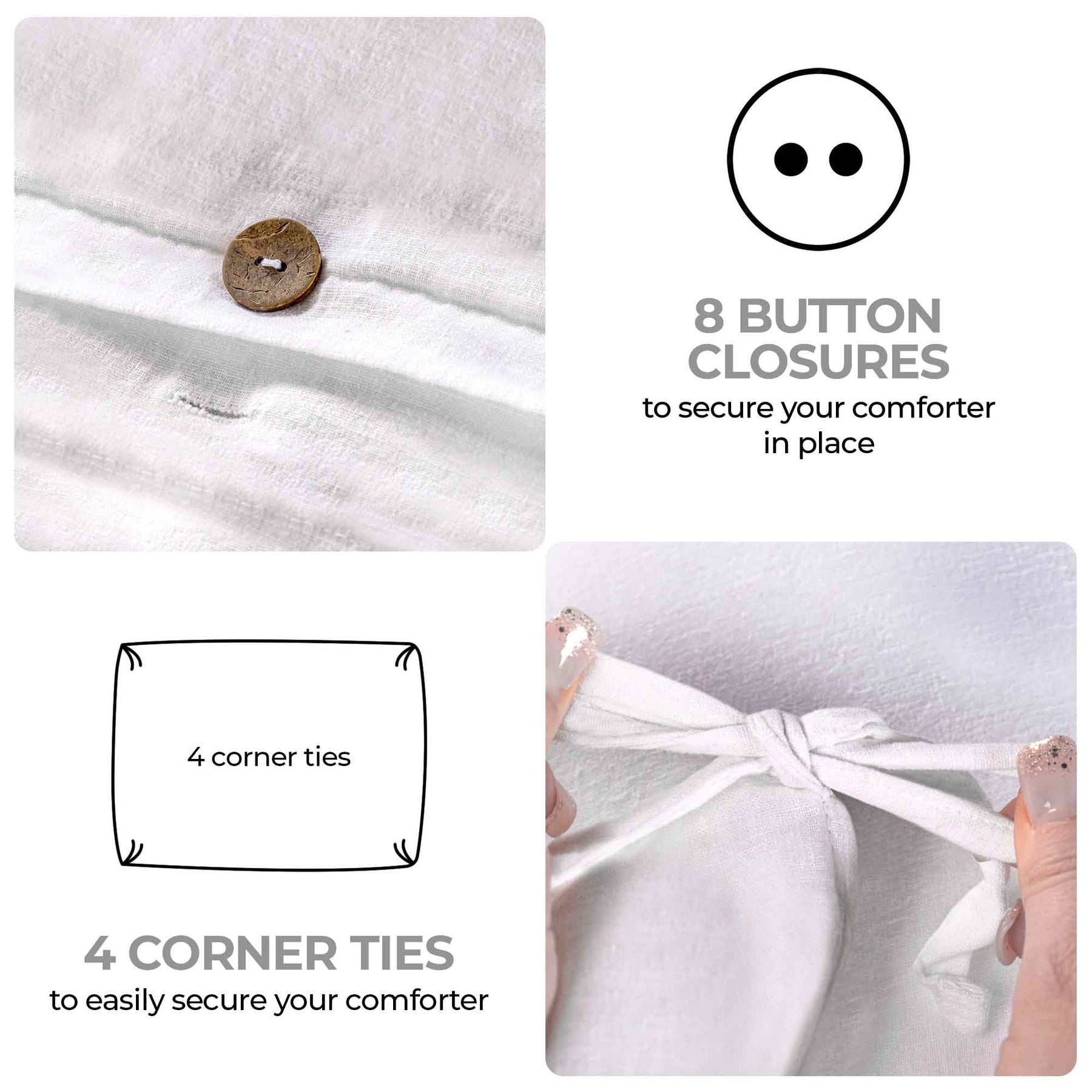 Orion Cotton Linen Garment 3 Piece Duvet Cover Set With Pillow Shams